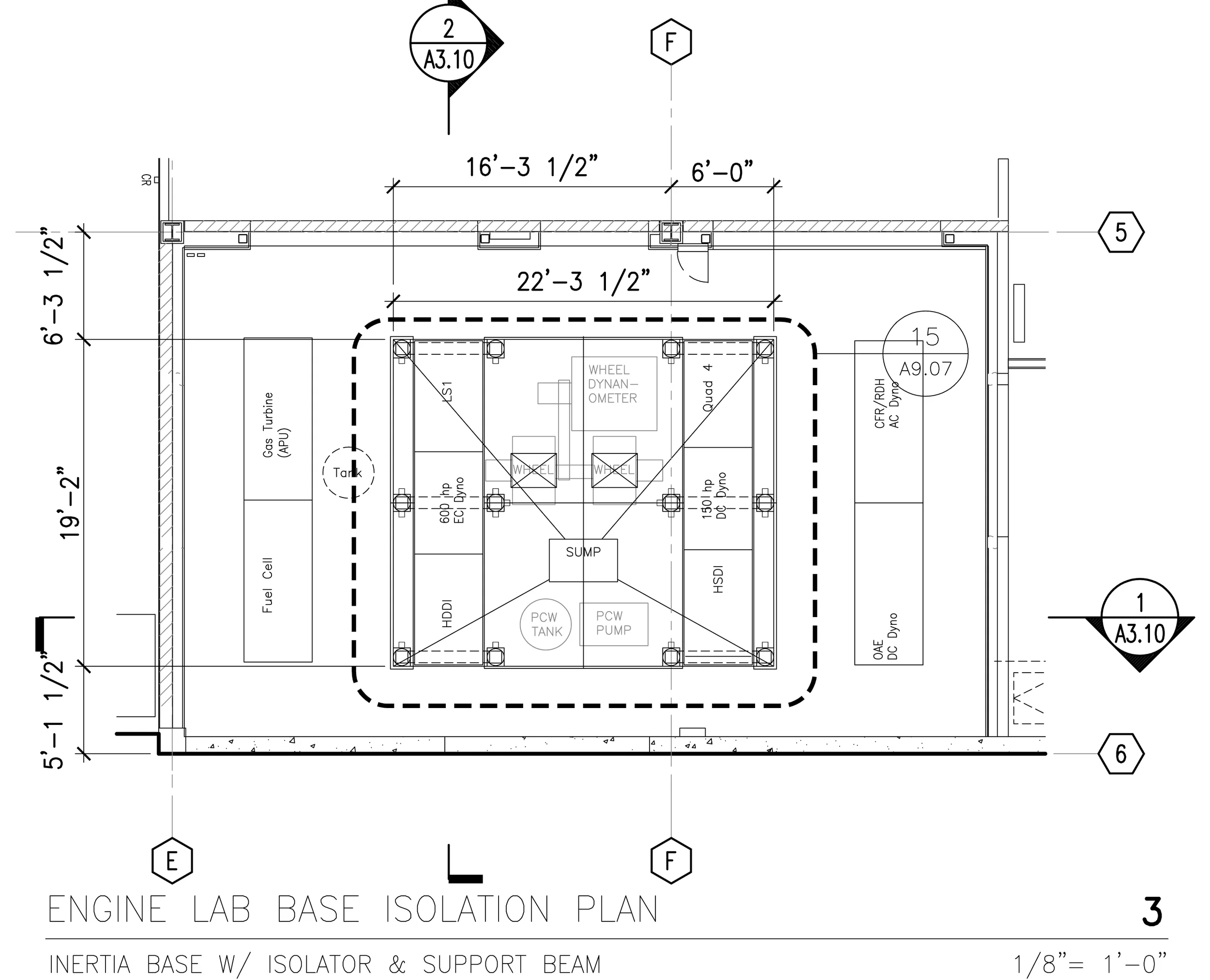 Figure 19: Enlarged Plan from A4.01- Base Isolation Plan for Dynamometer