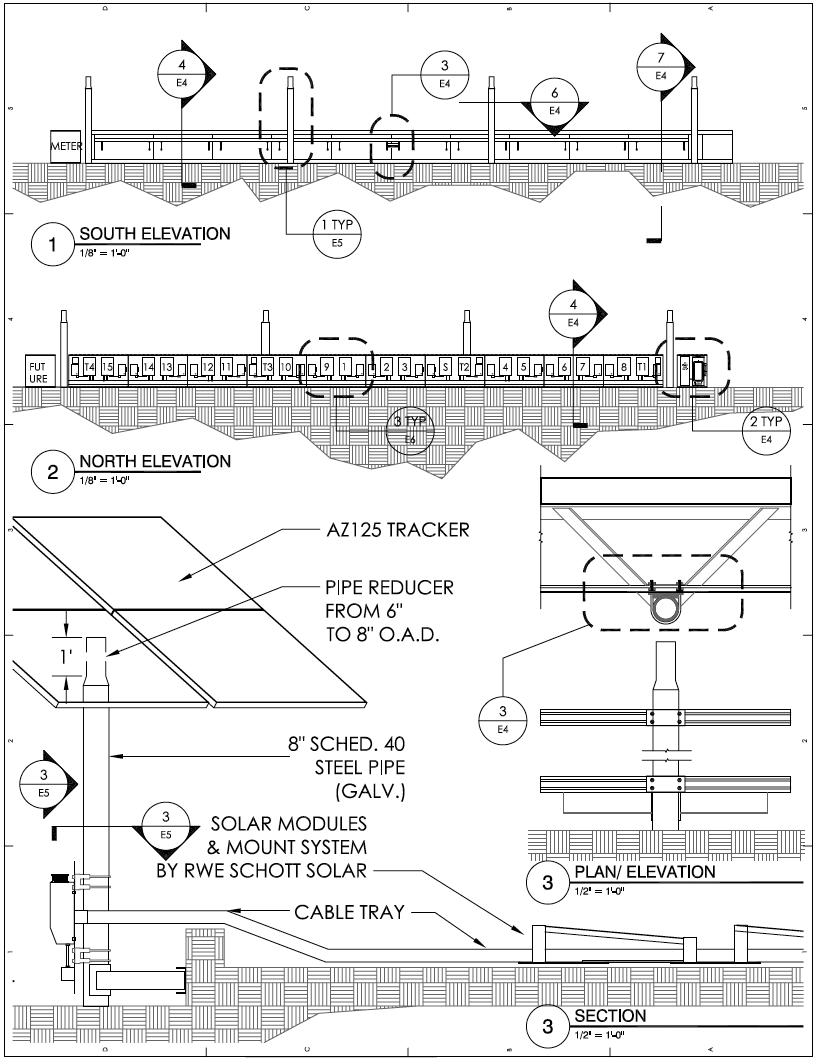 Strut Scaffold support for PV Inverters, DC Disconnects, Power & Communications Cable Management