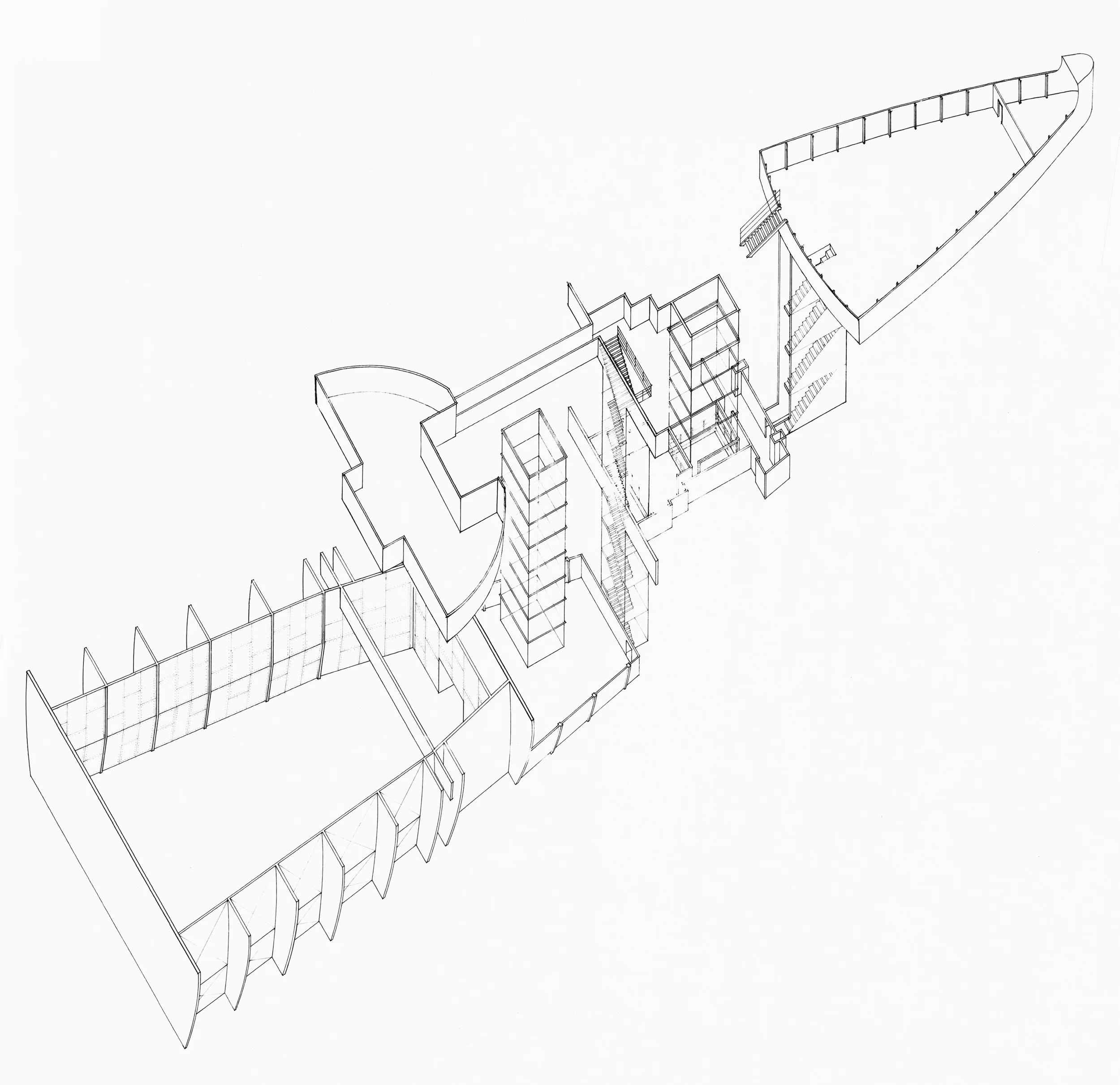 Figure 14: Spatial Sequence from the Forecastle of the R.M.S. Queen Mary to the Engine Room (Drawing by John Millard)