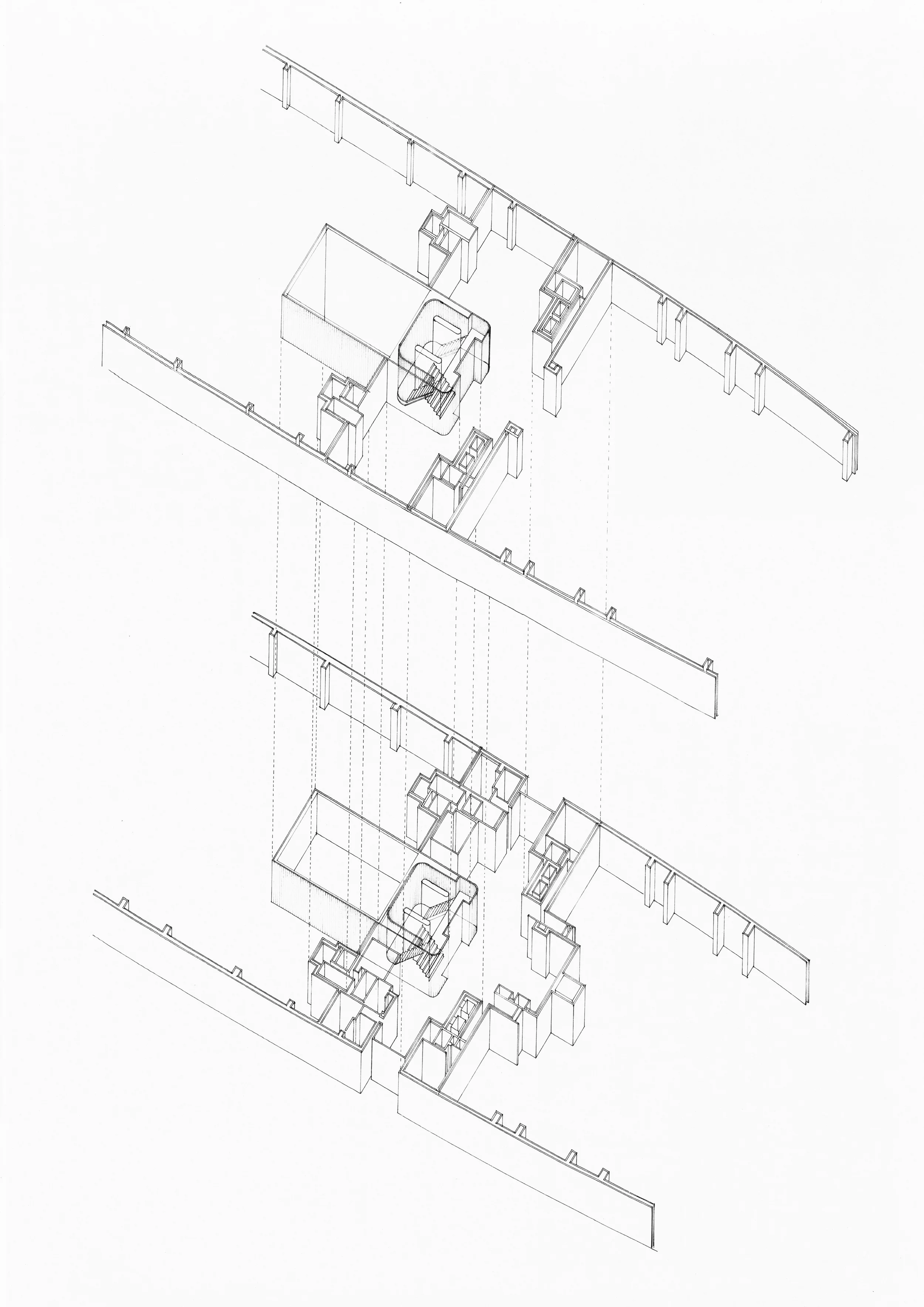 Figure 15: Axonometric of the Cabin Class Entry Lounge of the R.M.S Queen Mary (Drawing by John Millard)