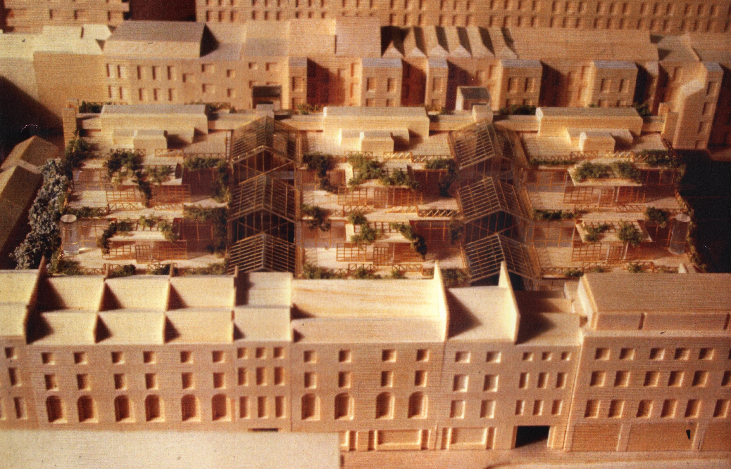 Figure 5: Elevated view over Lamb's Conduit Street Terrace Houses (Model by Arup Model Shop)
