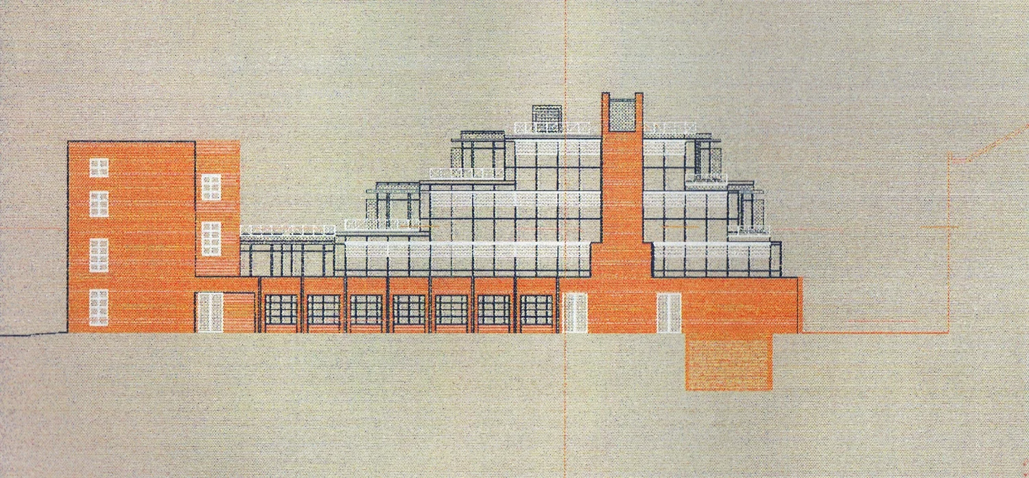 Figure 8: South Elevation of Emerald Street Development (Drawing by John Millard)