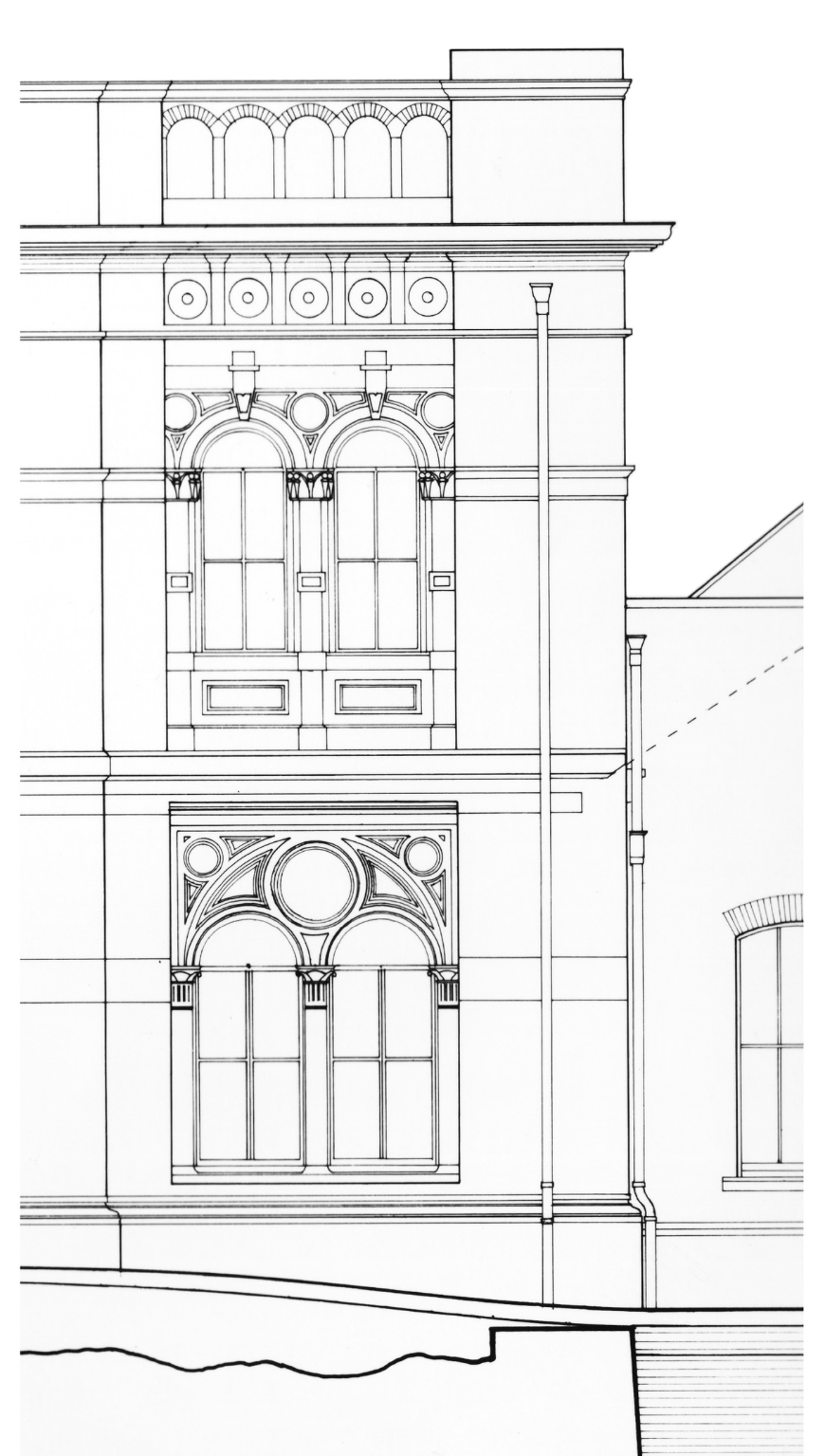 Figure 1: Detail of foiled window bay in the North Tower