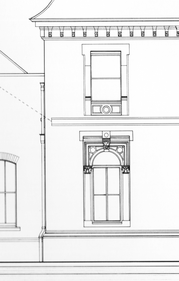 Figure 3: Detail of foiled window bay in the South Tower- these windows date back to 1875