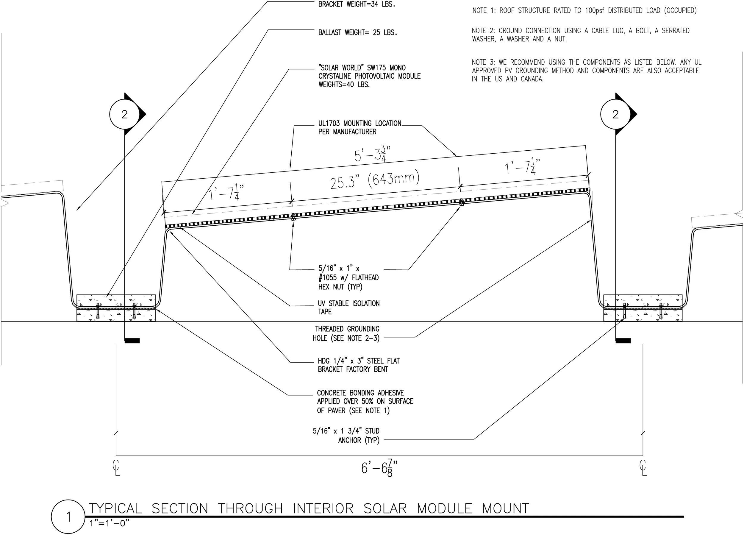 Figure 4: This project deployed a simple bracket and concrete pavers as ballast.