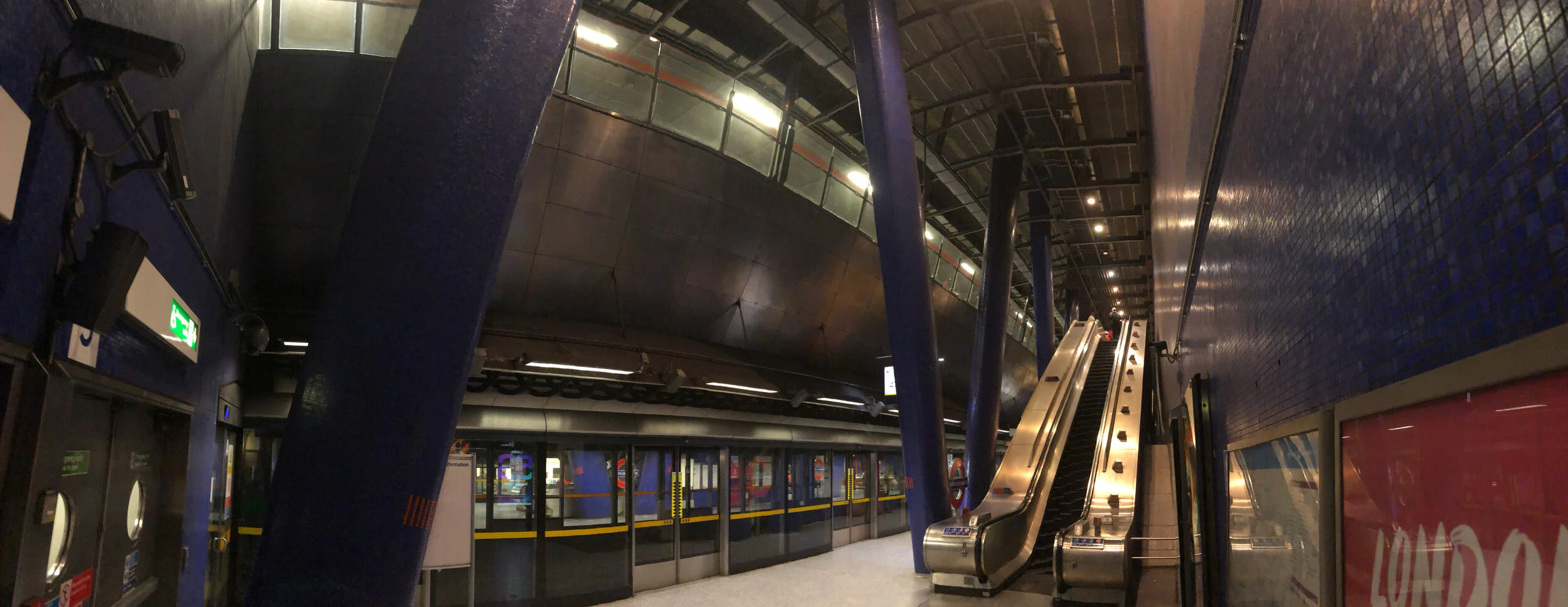 Panorama of Greenwich Station Platform and Mezzanine Above