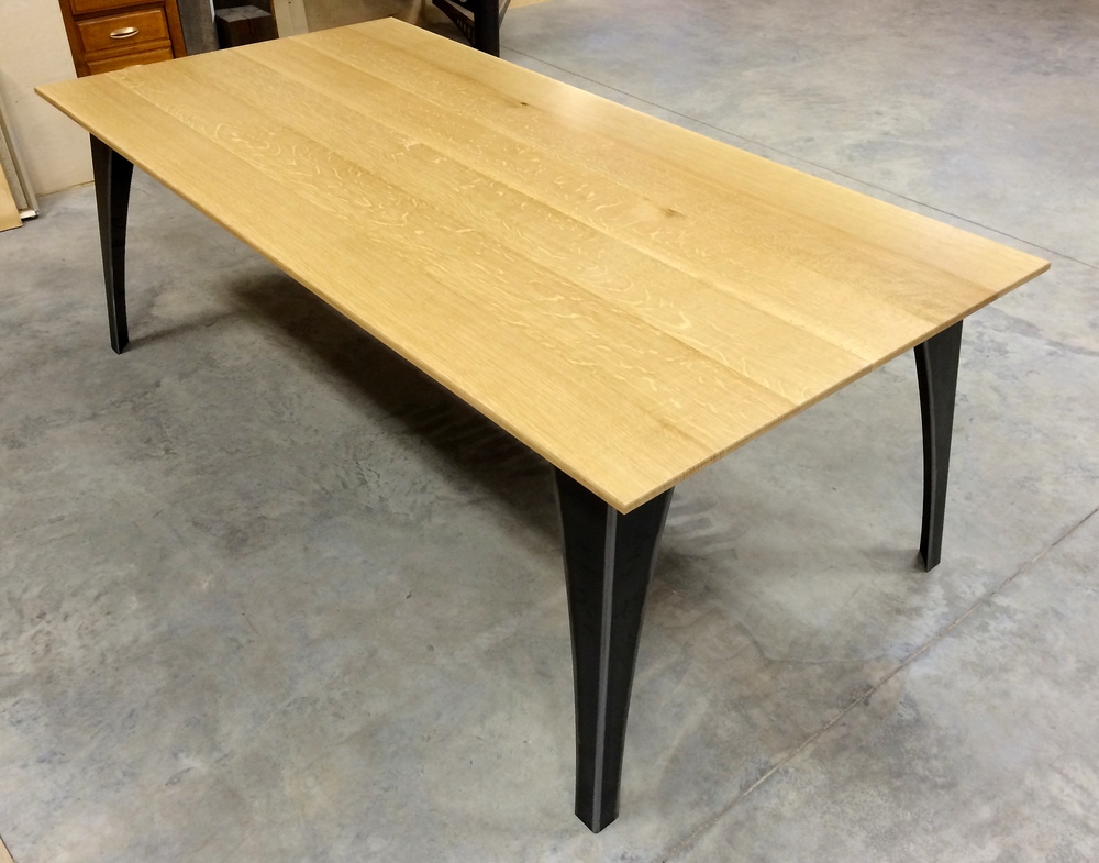 Wood White Oak Table With Steel Legs Iron, White Oak Furniture Legs