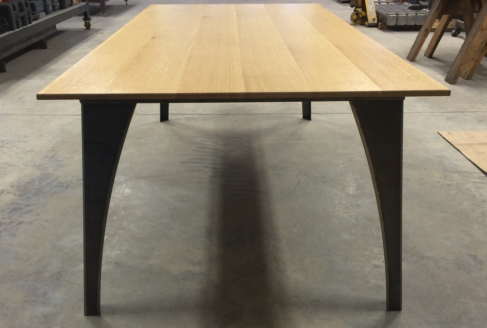 Iron Wood White Oak Table With Steel Legs, White Oak Furniture Legs