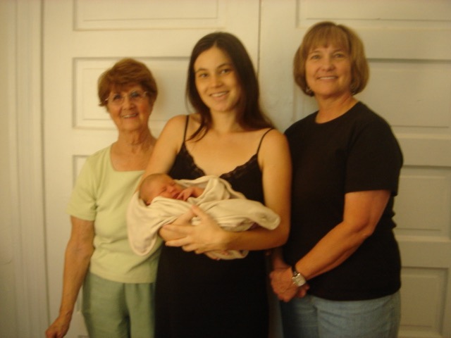 We always took a Four Generations photo when we were together, starting here a few days after Mycelia's birth.