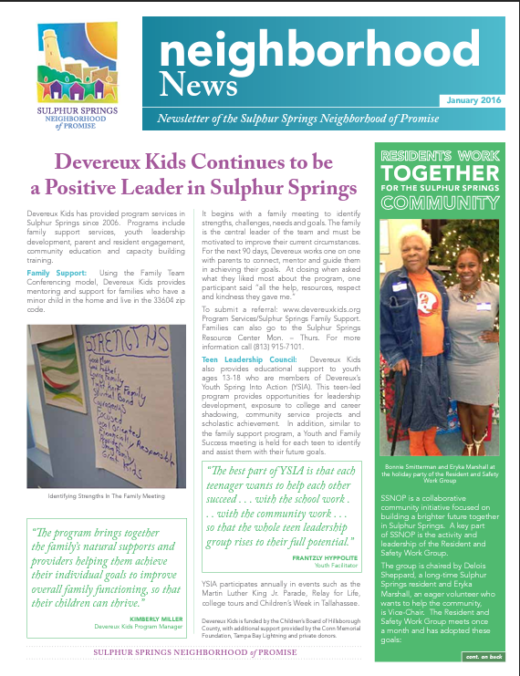 SSNOP January 2016 Newsletter