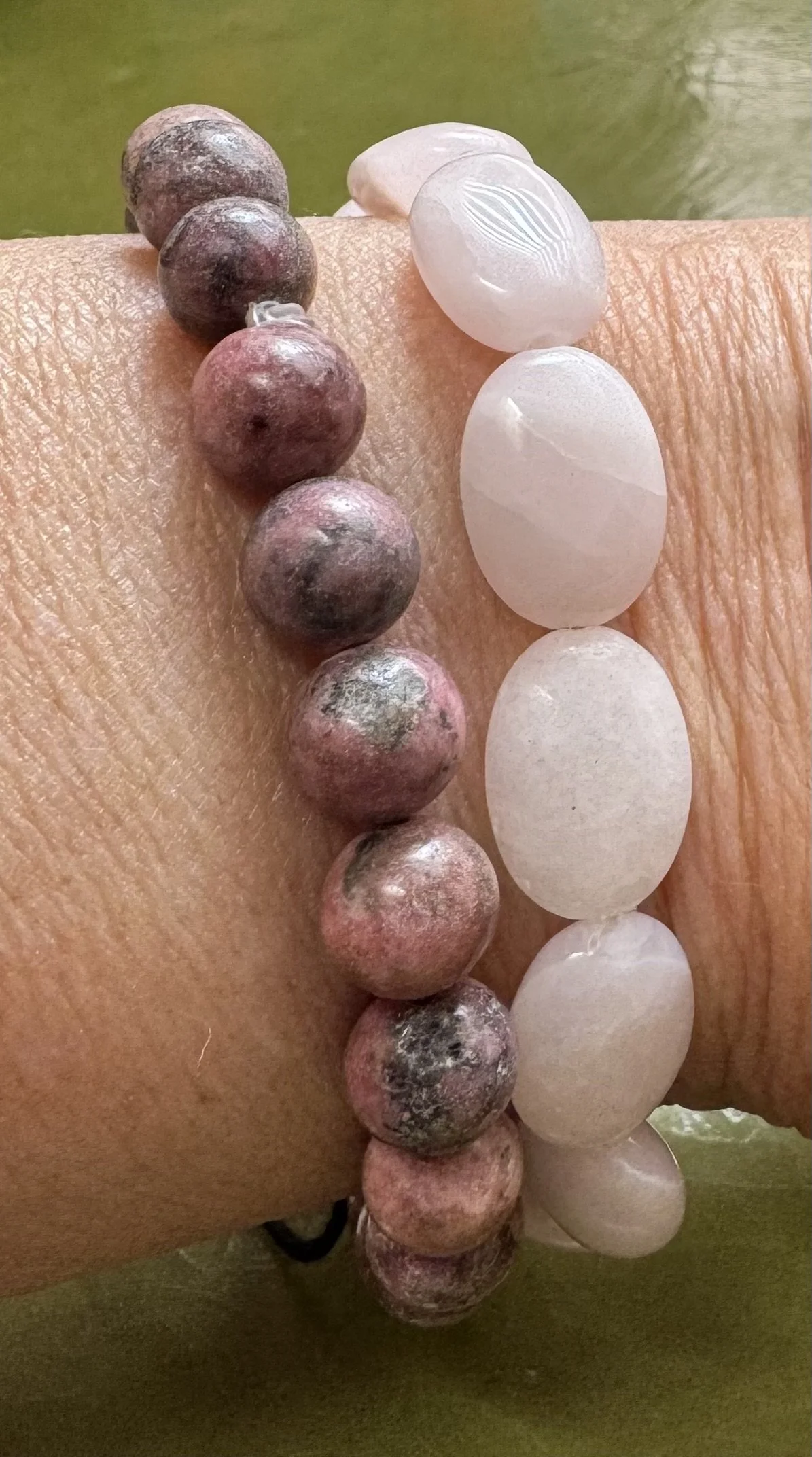 Rhodonite and Rose Quartz energy bracelets.jpg