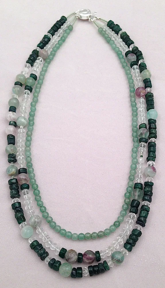 3 Strand Aventurine, Flourite and quartz crystal.jpg