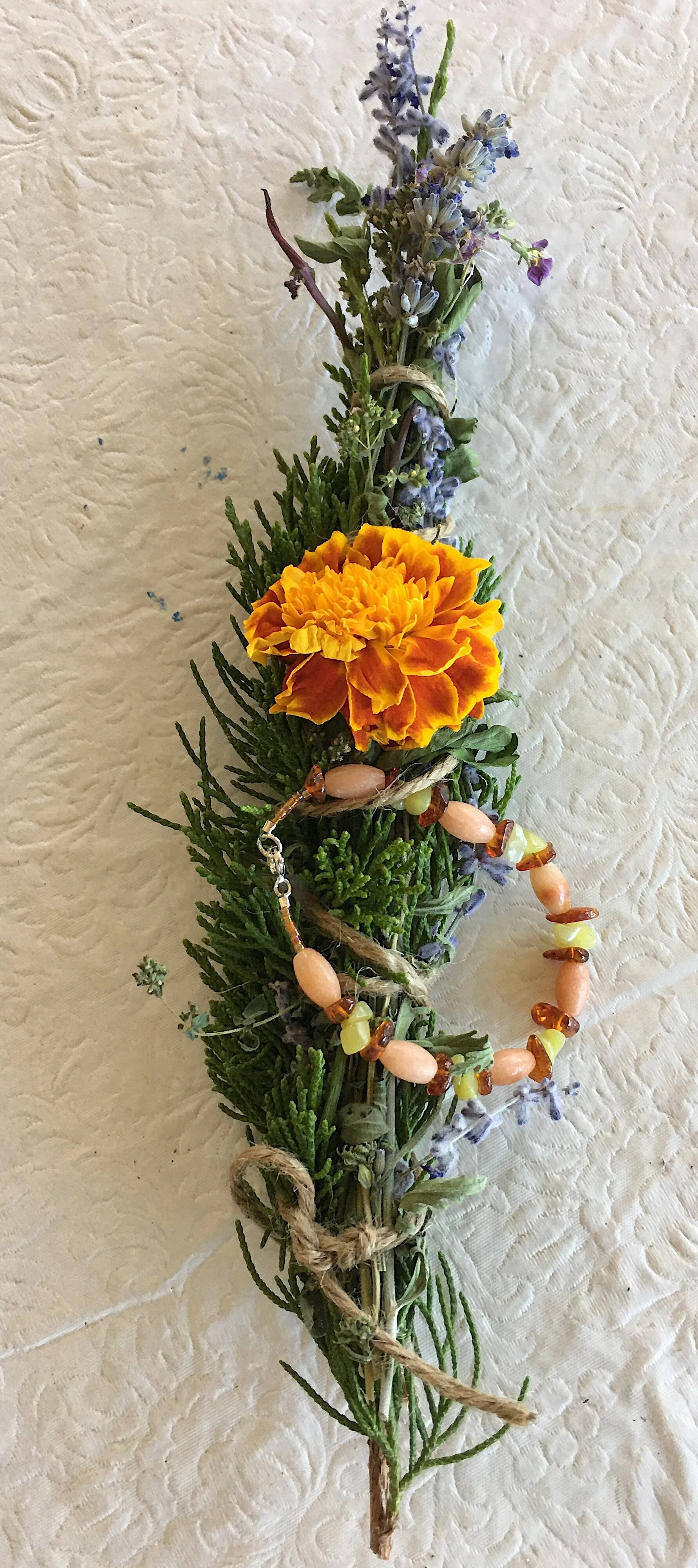 Marigold bundle with New Jade, Amber and Red Aventurine BRAC.JPG