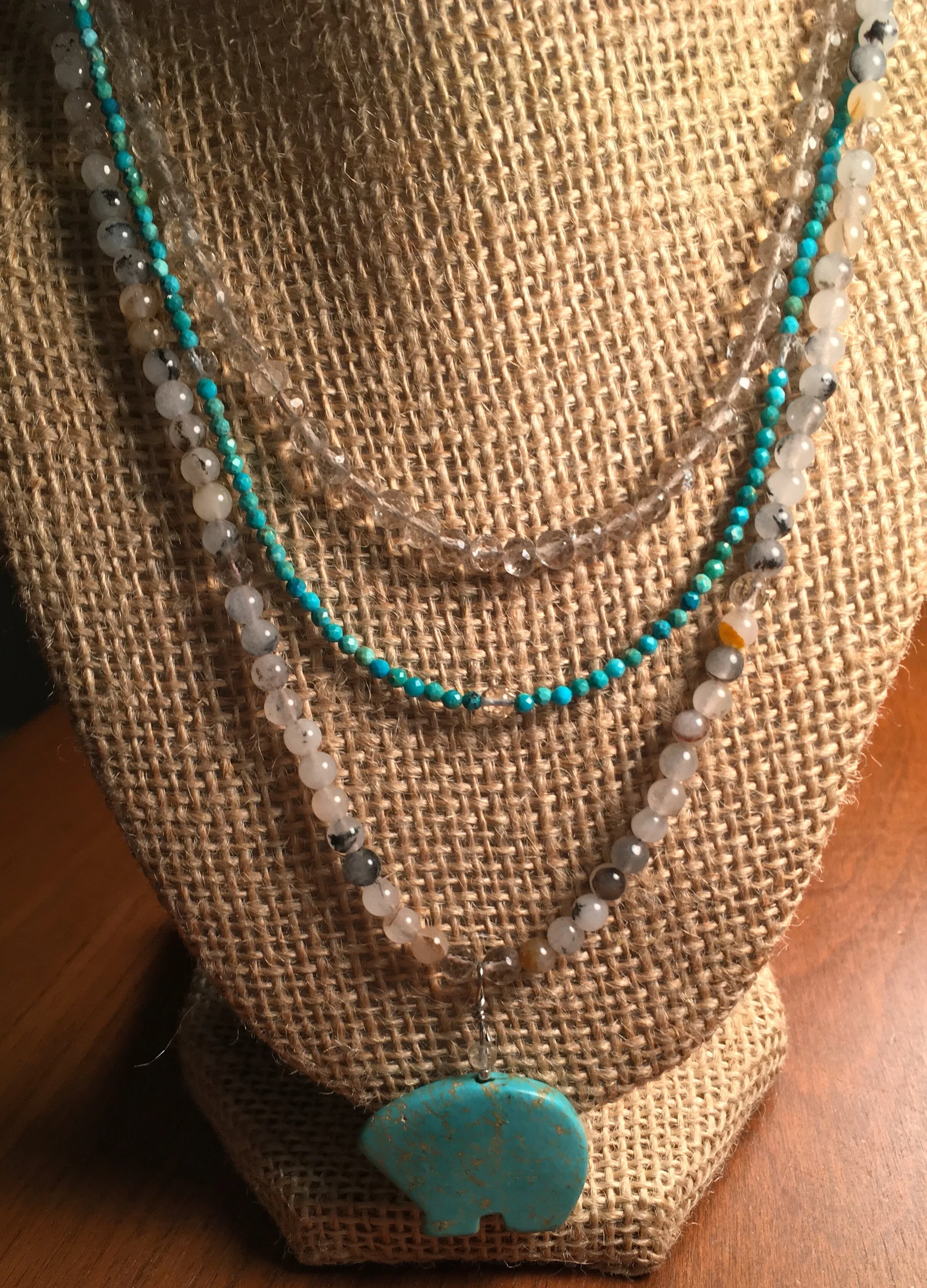 Turquoise bear on stand closeup.JPG