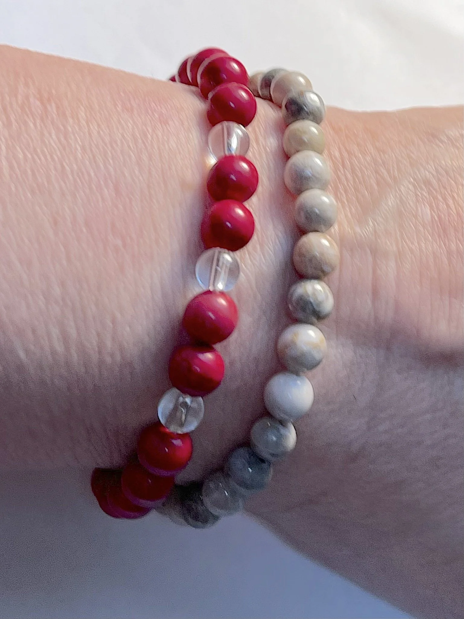 Red Coral and Fossil Coral bracelets.jpg
