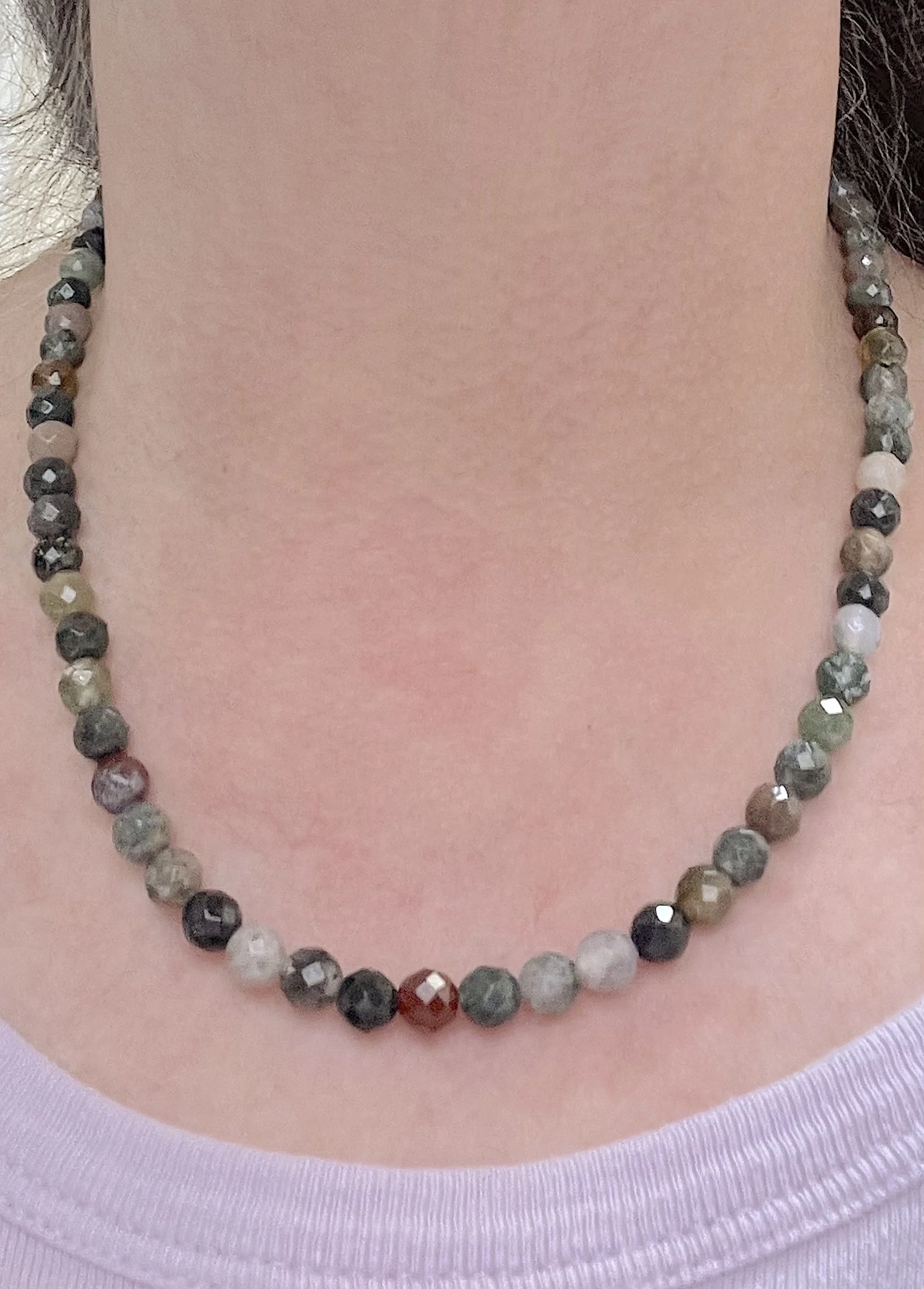 Faceted Fancy Jasper on me.jpg