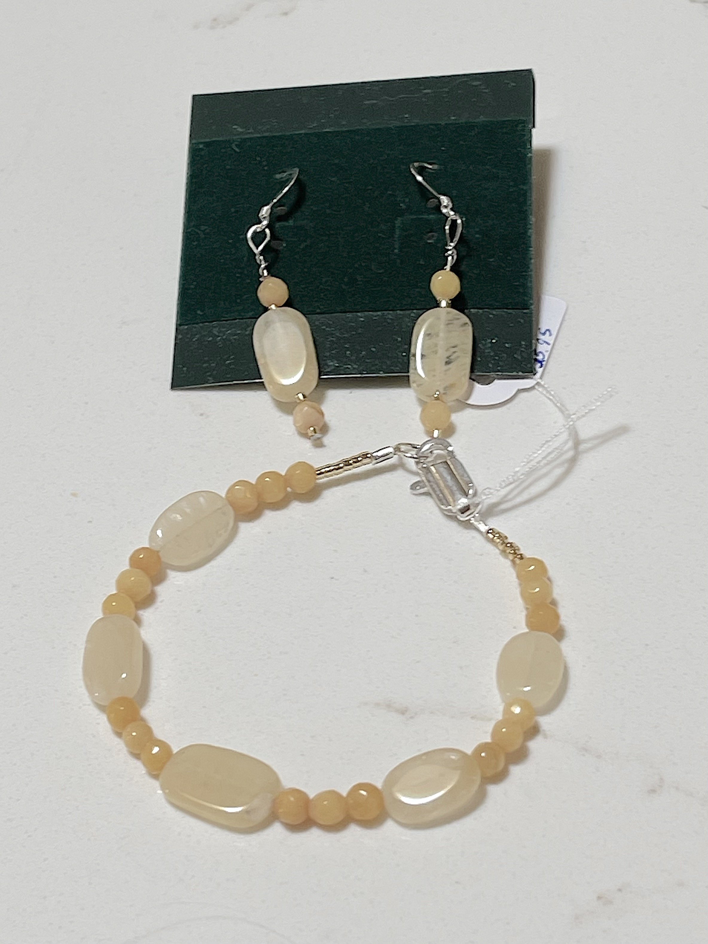 Calcite and Cream quartz brac. and earrings.jpg