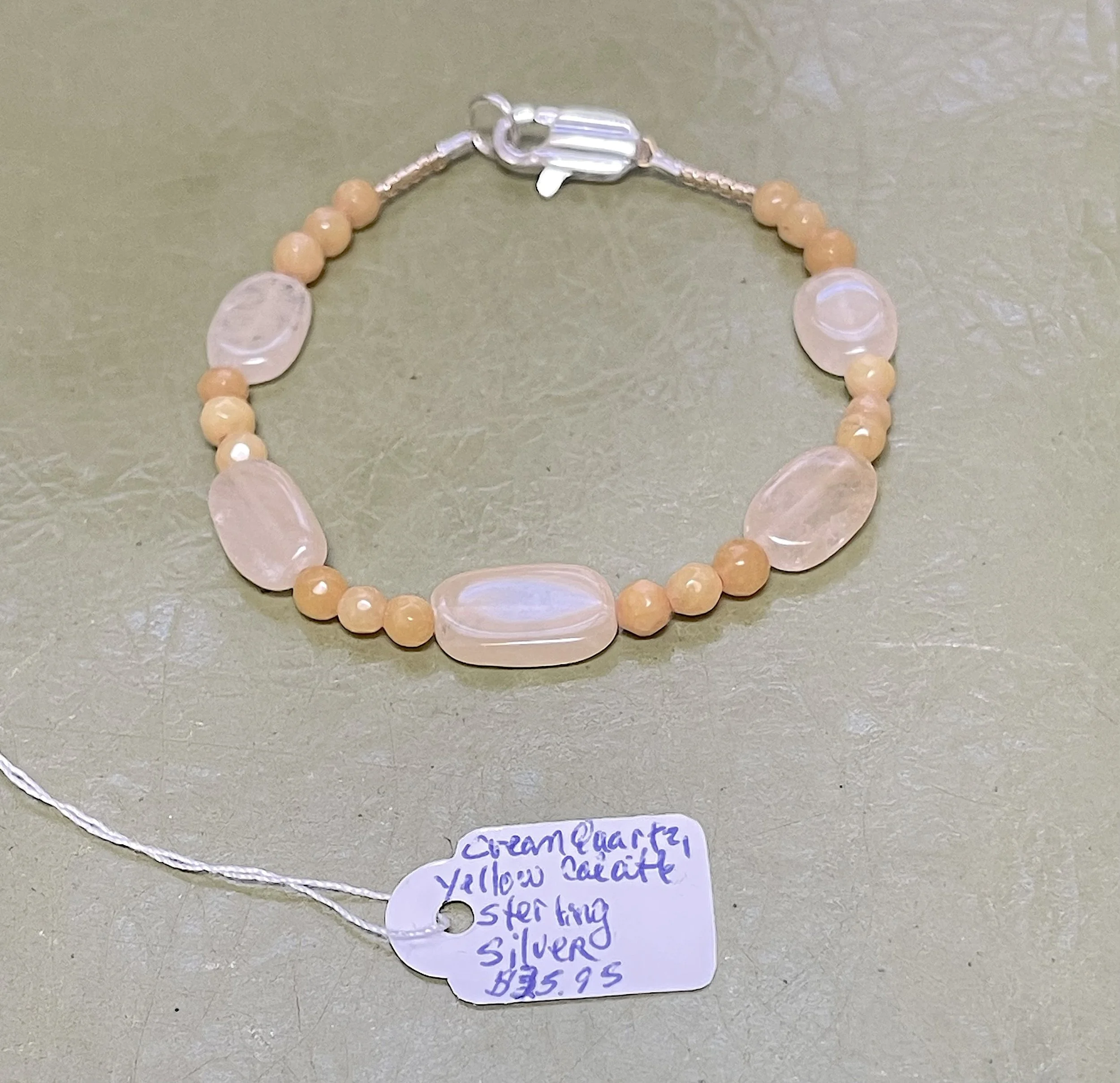 Cream Quartz and Yellow calcite bracelet.jpg