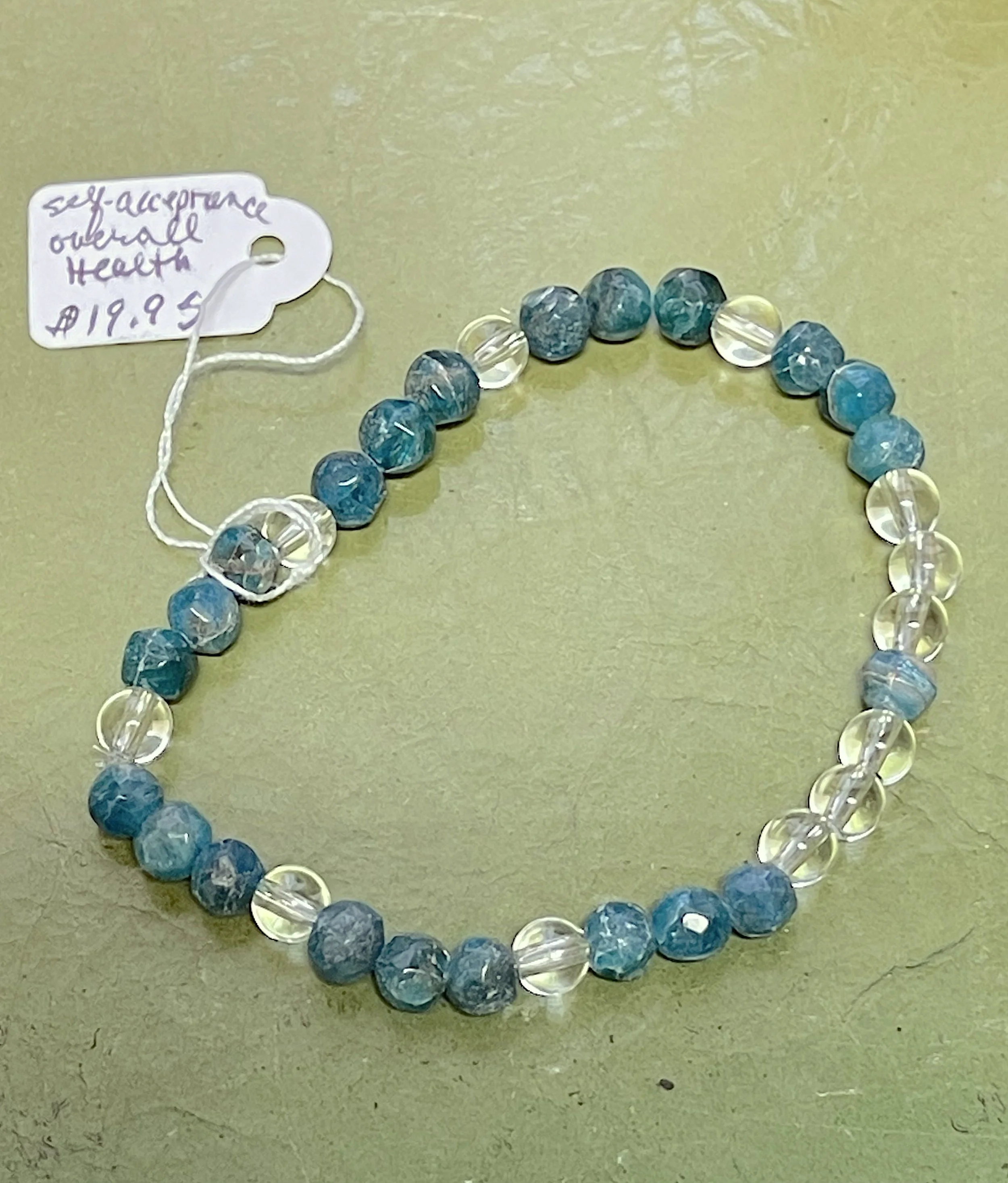 Blue Apatite and clear Quartz energy bracelet price.jpg