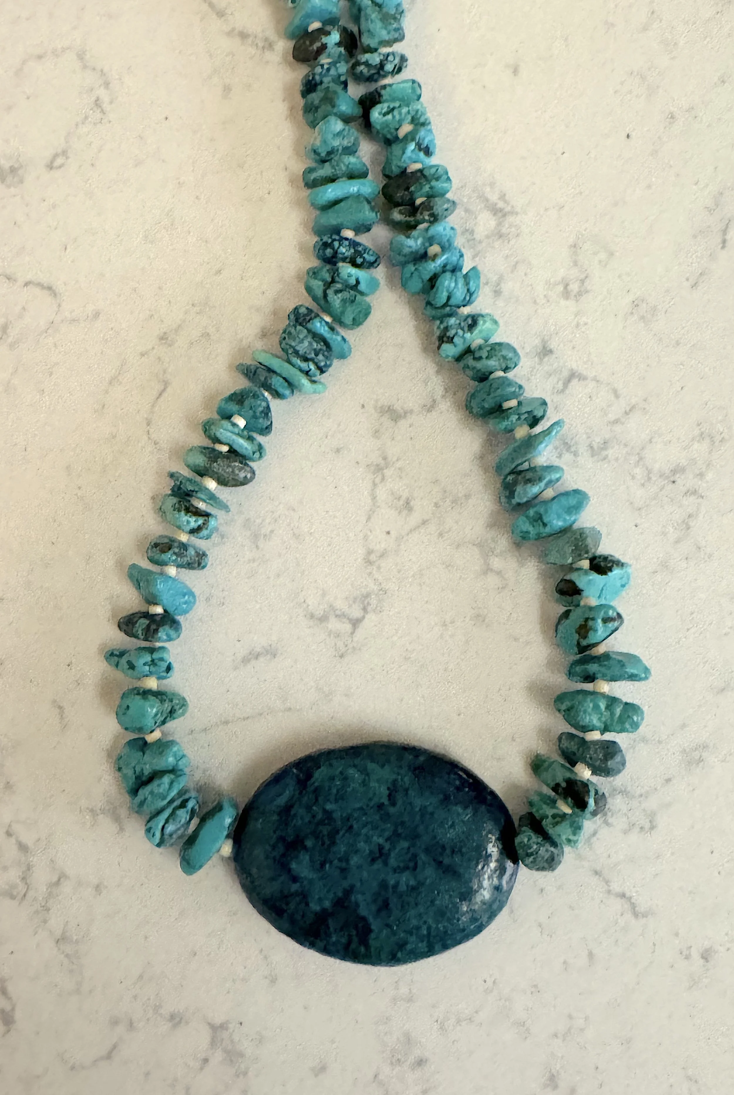 Clam Shell Heishi and Turq. closeup.jpg