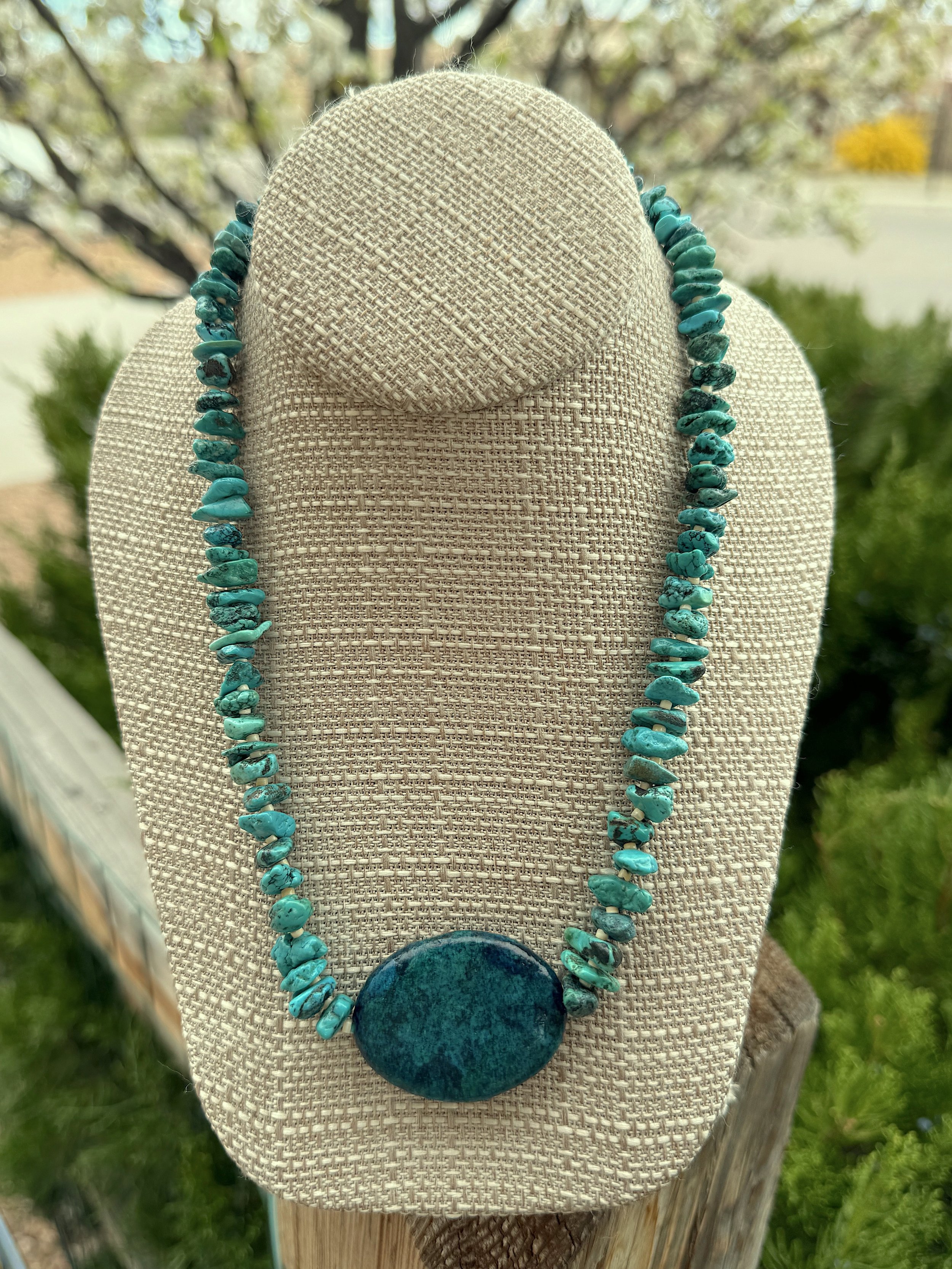 Clam Shell Heishi and Turq. and juniper.jpg