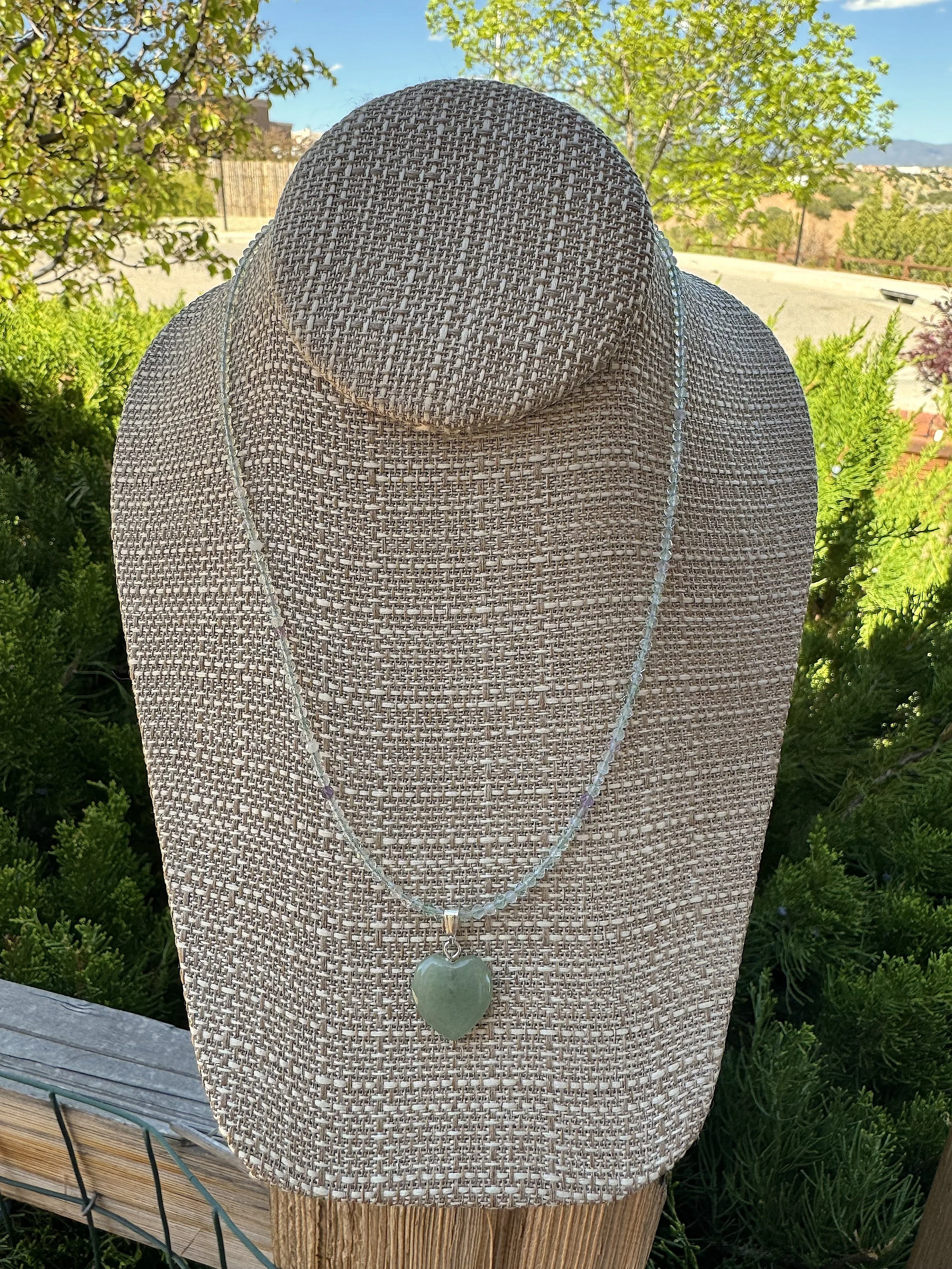 Green Aventurine Heart with faceted Fluorite juniper.jpg