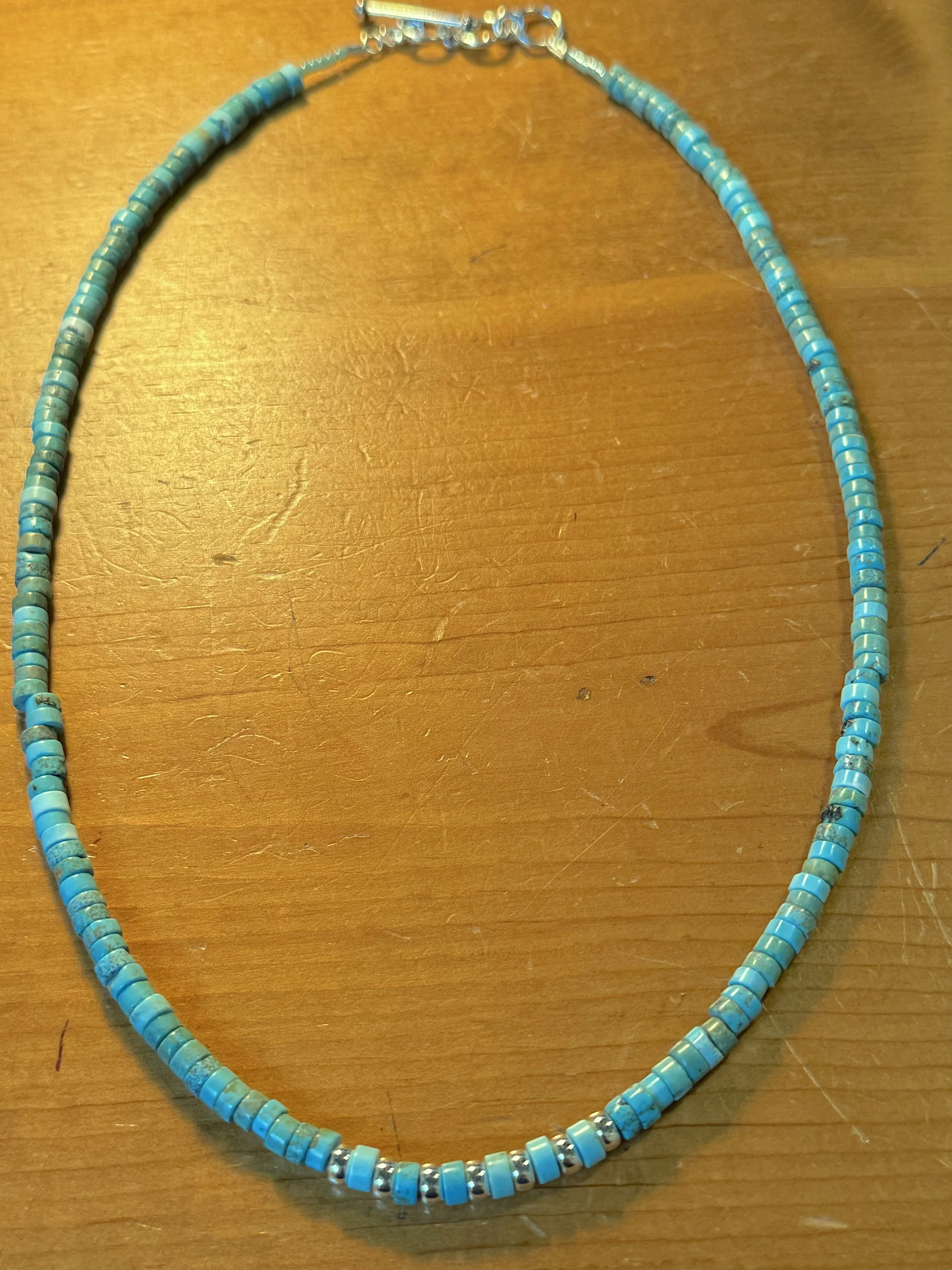 Turquoise Heishi and Sterling spacers.jpg