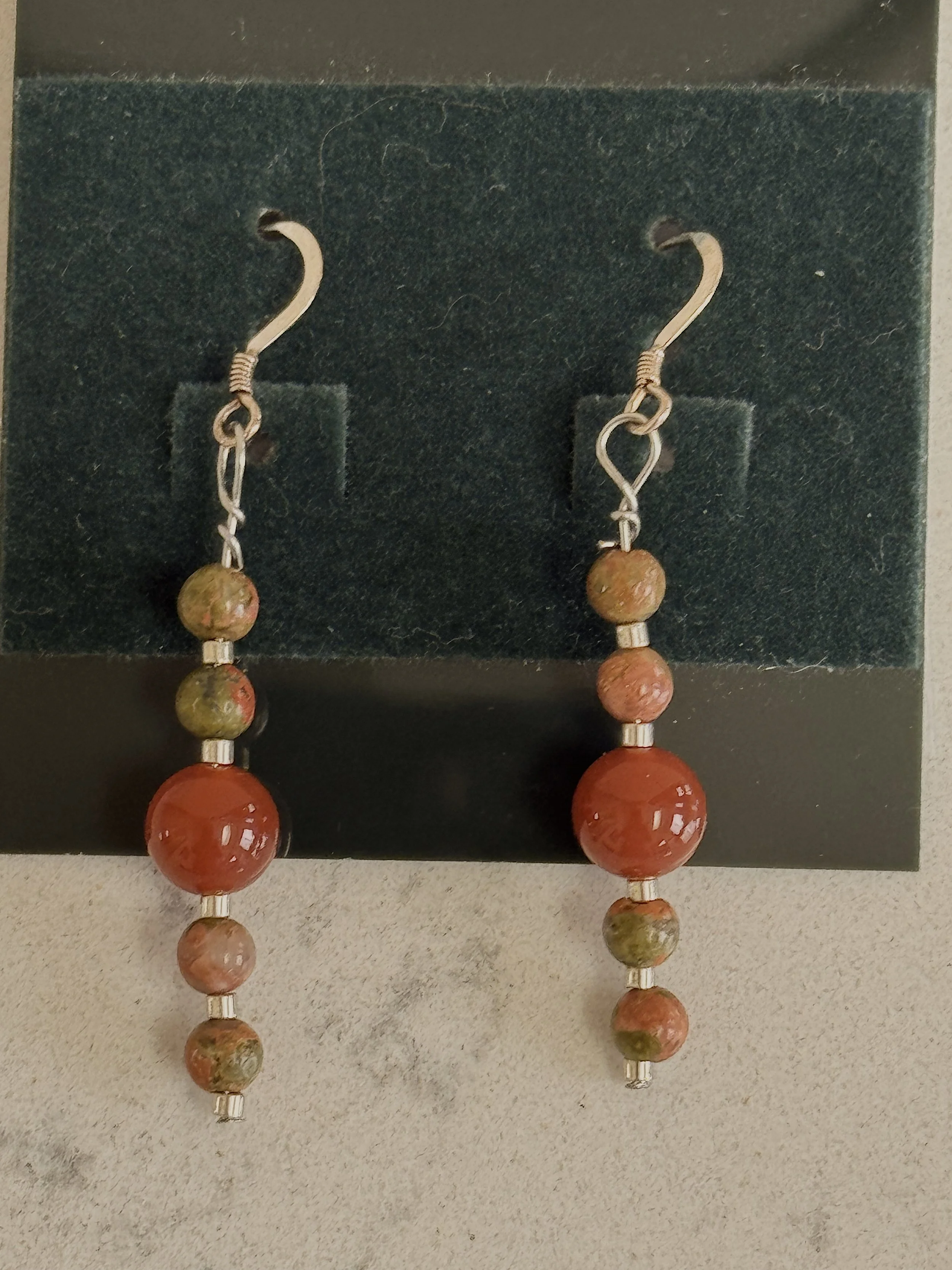 Unakite and Red Agate earrings.jpeg