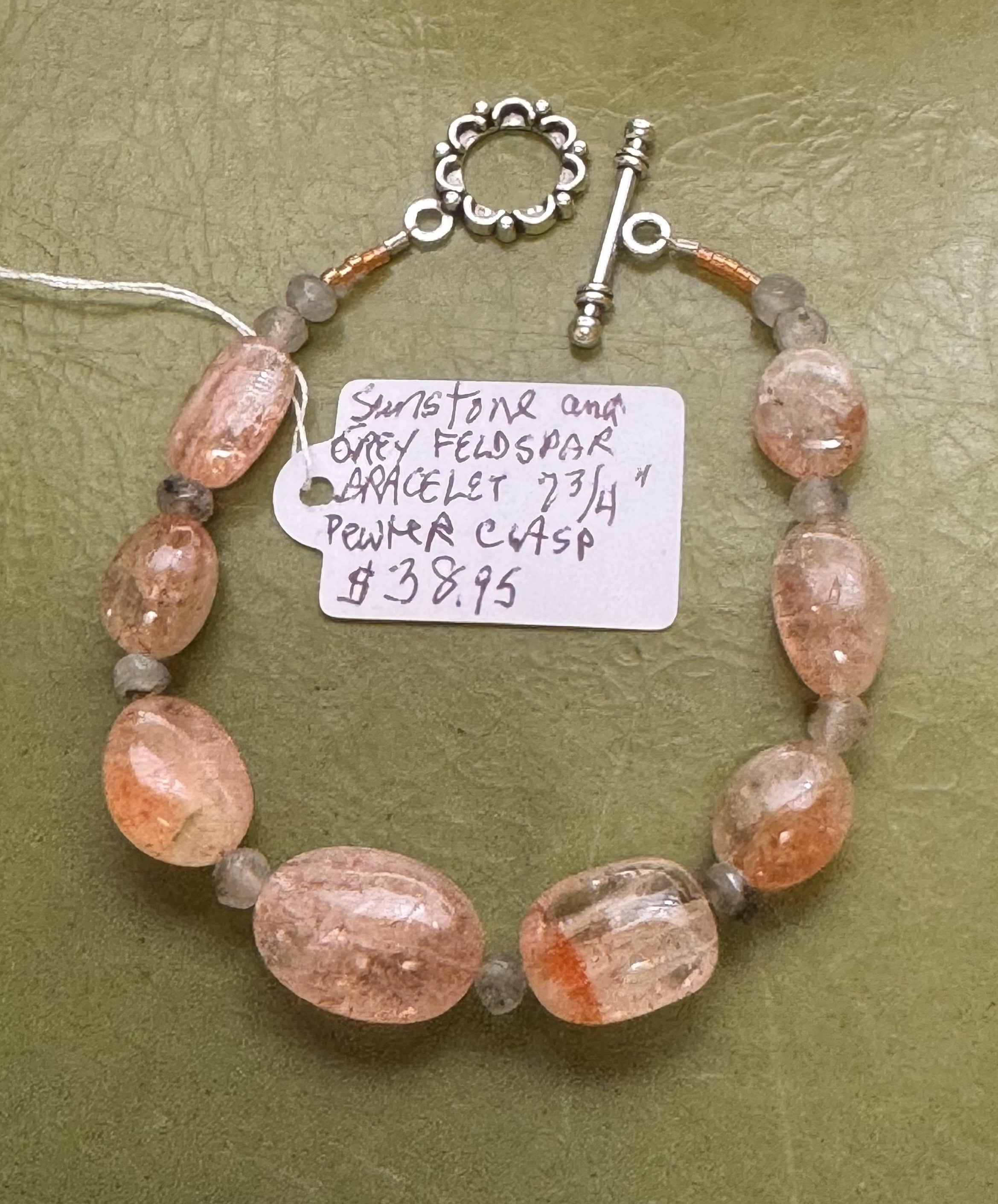 Sunstone and Grey Feldspar bracelet.jpeg