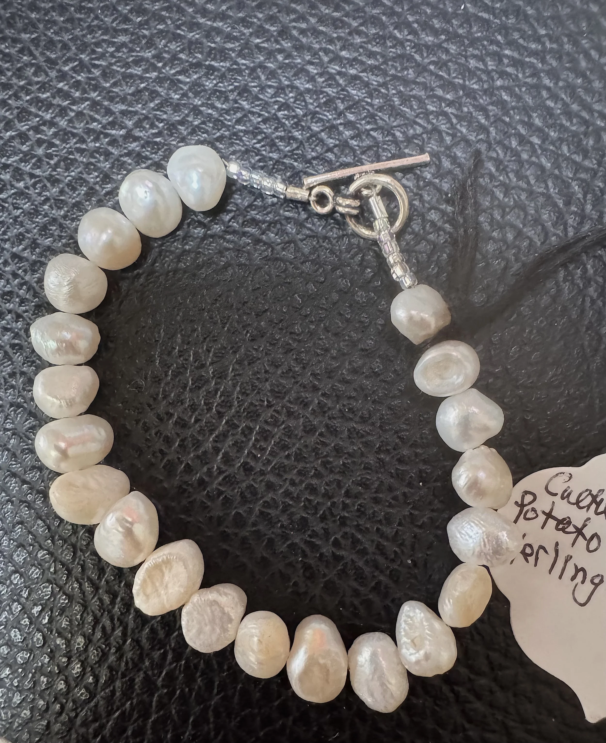 Cultured White Potato Pearl bracelet closeup.jpeg