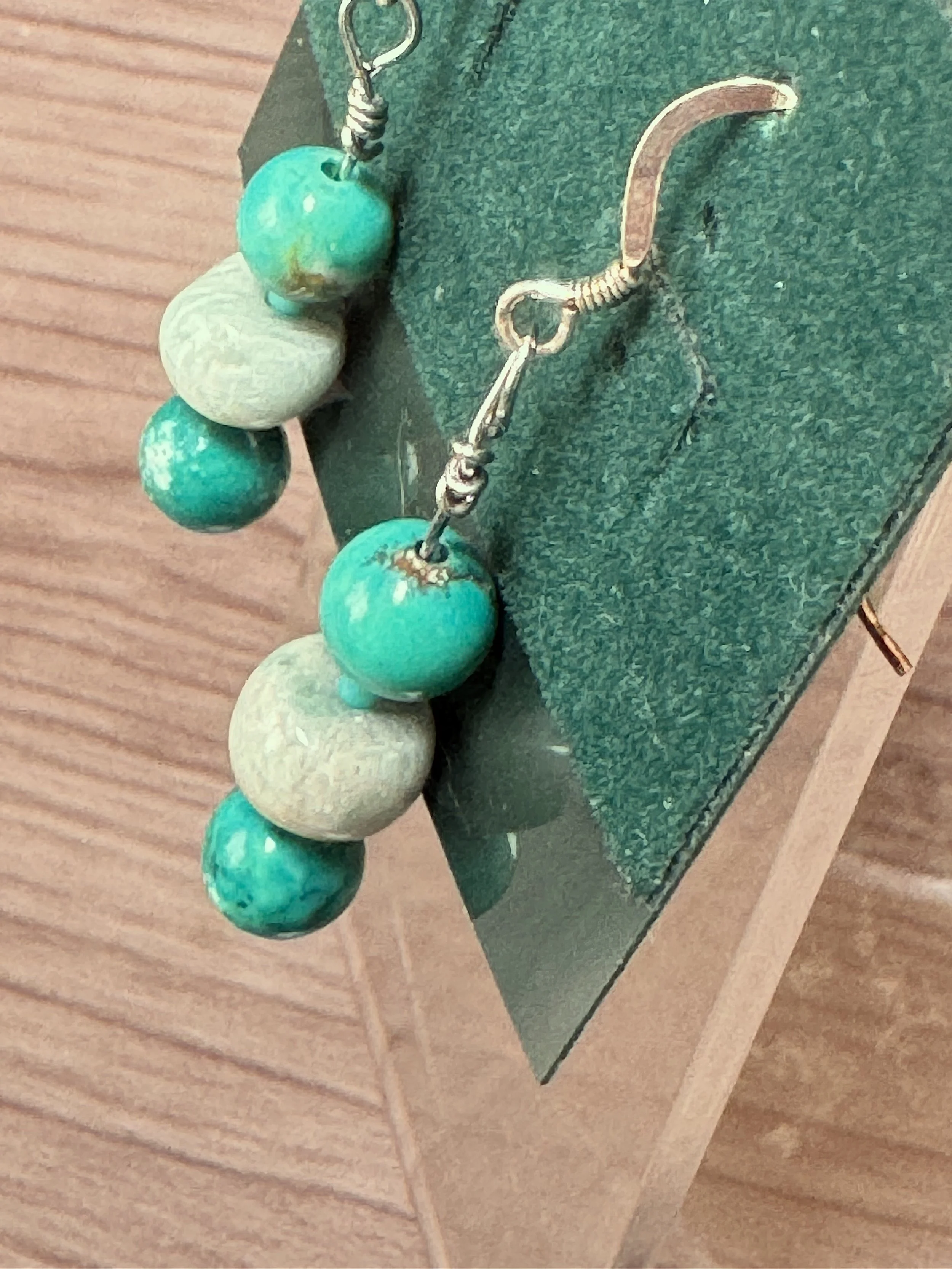 Amazonite and Turquoise earrings side view.jpeg