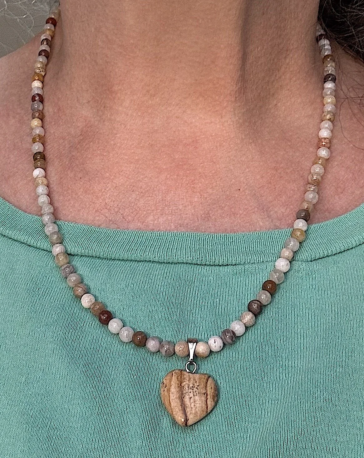Bamboo Agate and Picture Jasper heart on me.jpeg