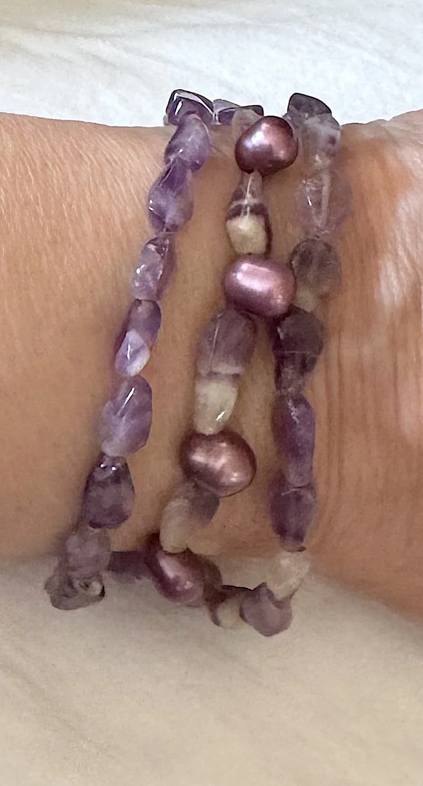 Purple Flowers necklace as triple bracelet.jpeg