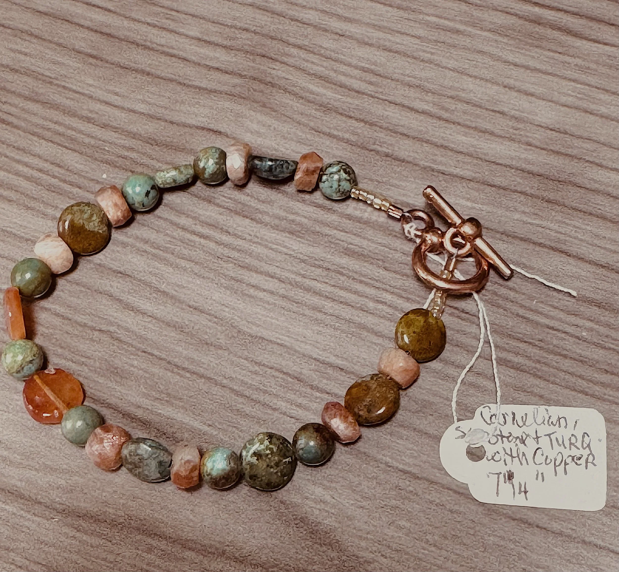Carnelian Sunstone and Turq. bracelet .jpeg