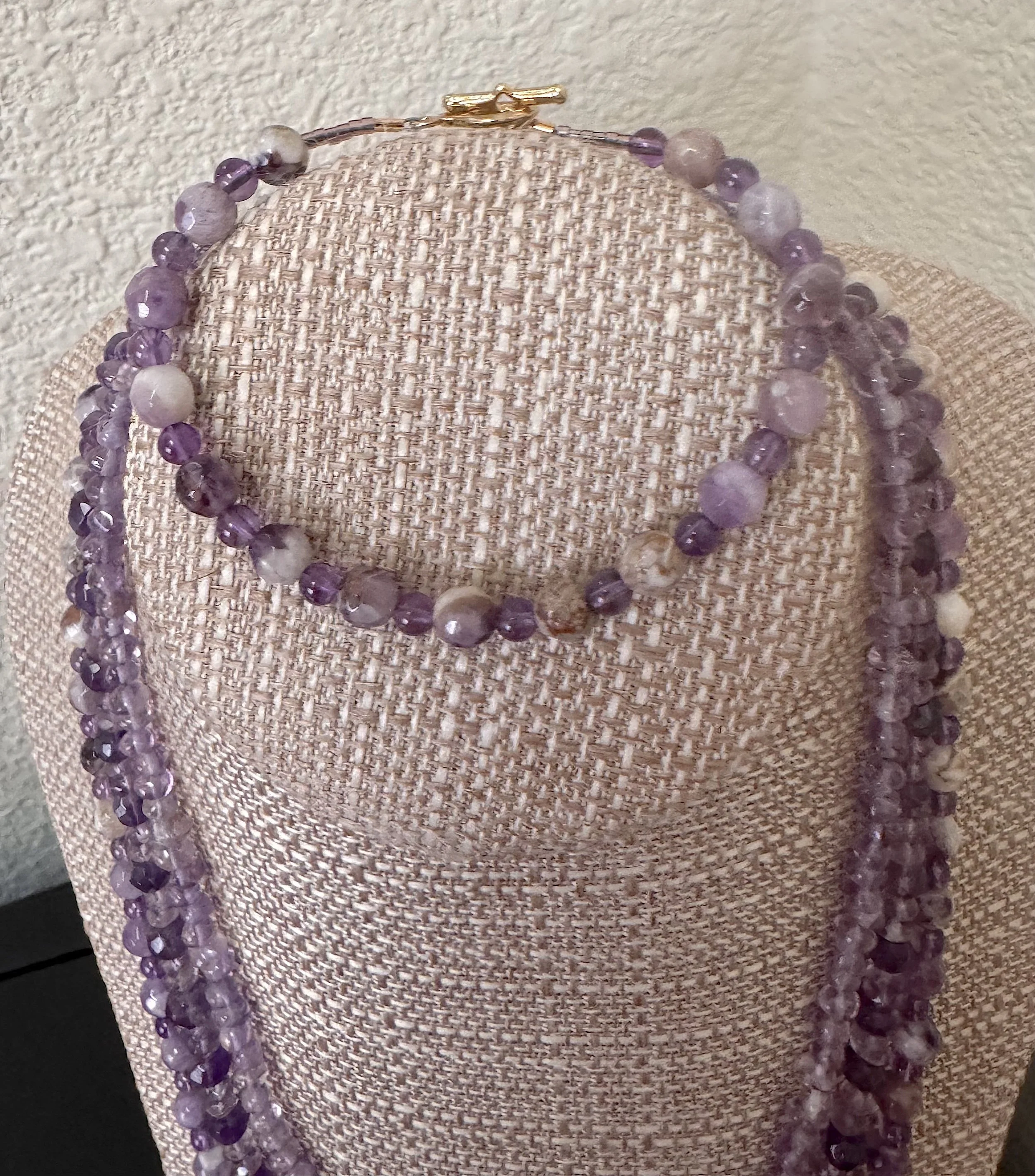 Lavender Amethyst set on stand closeup.jpeg