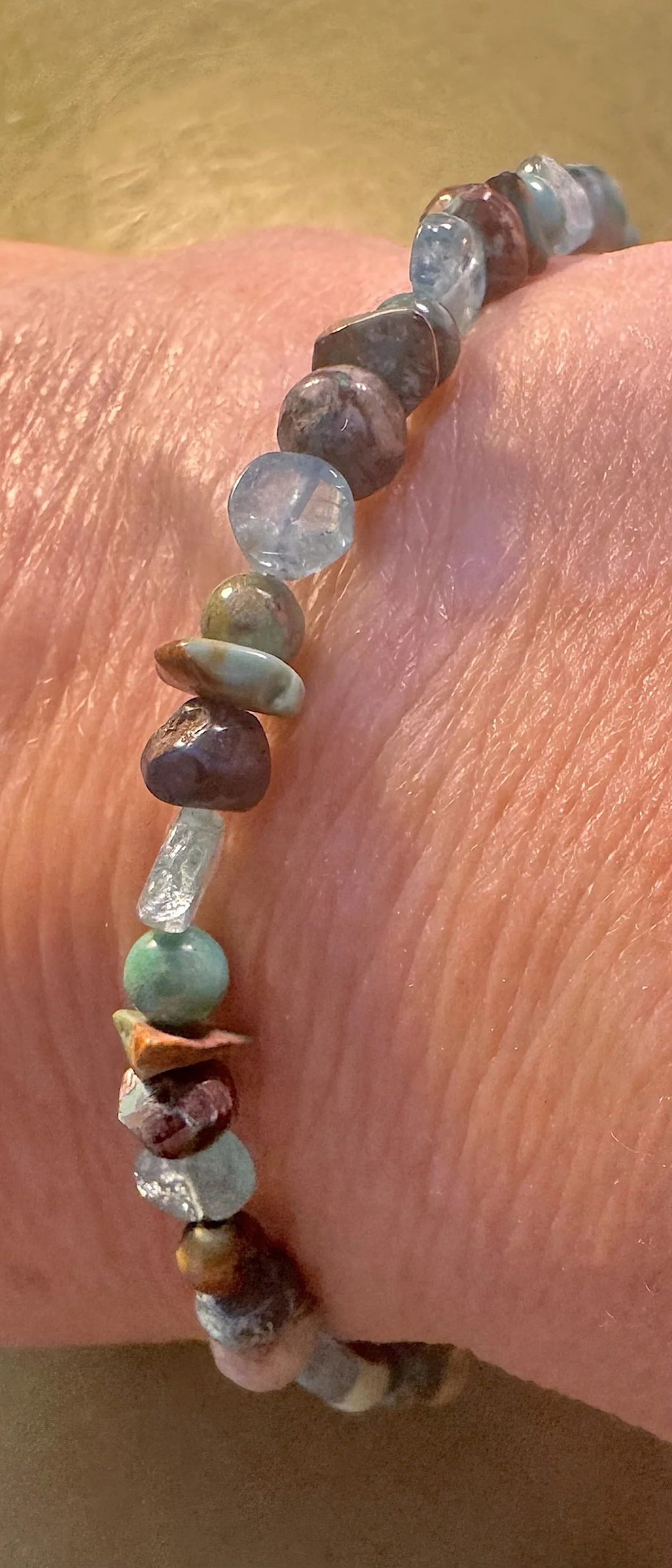 Chrysocolla, Apatite and Turq bracelet on me.jpeg