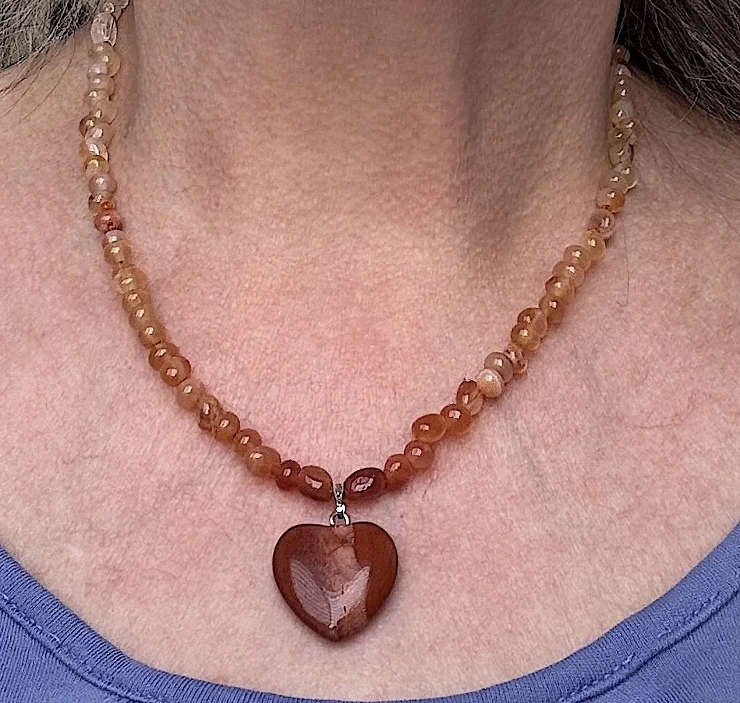 Mixed Agate with Red Agate heart on me.jpeg