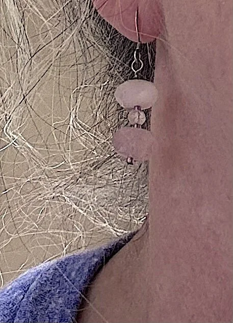 Rose Quartz earrings on me 2.jpeg