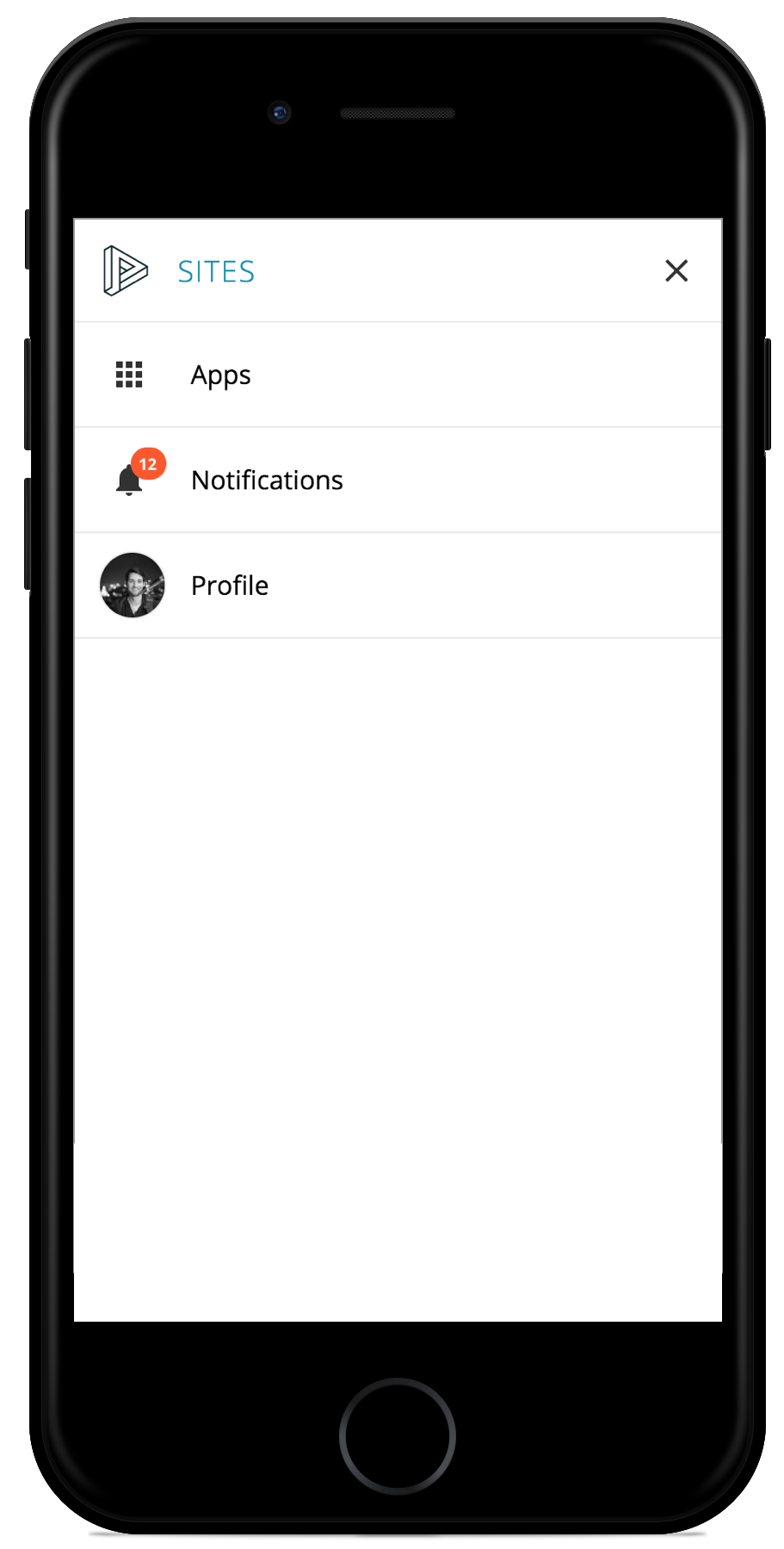1st level nav slides from the right below the header