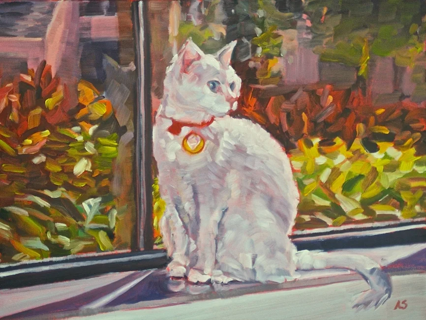  It wouldn't be nice if I didn't include my cat too! Wally at the Window, 8 x 6 inches 
