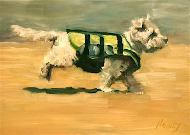  White Terrier, 7 x 5 inches, SOLD 
