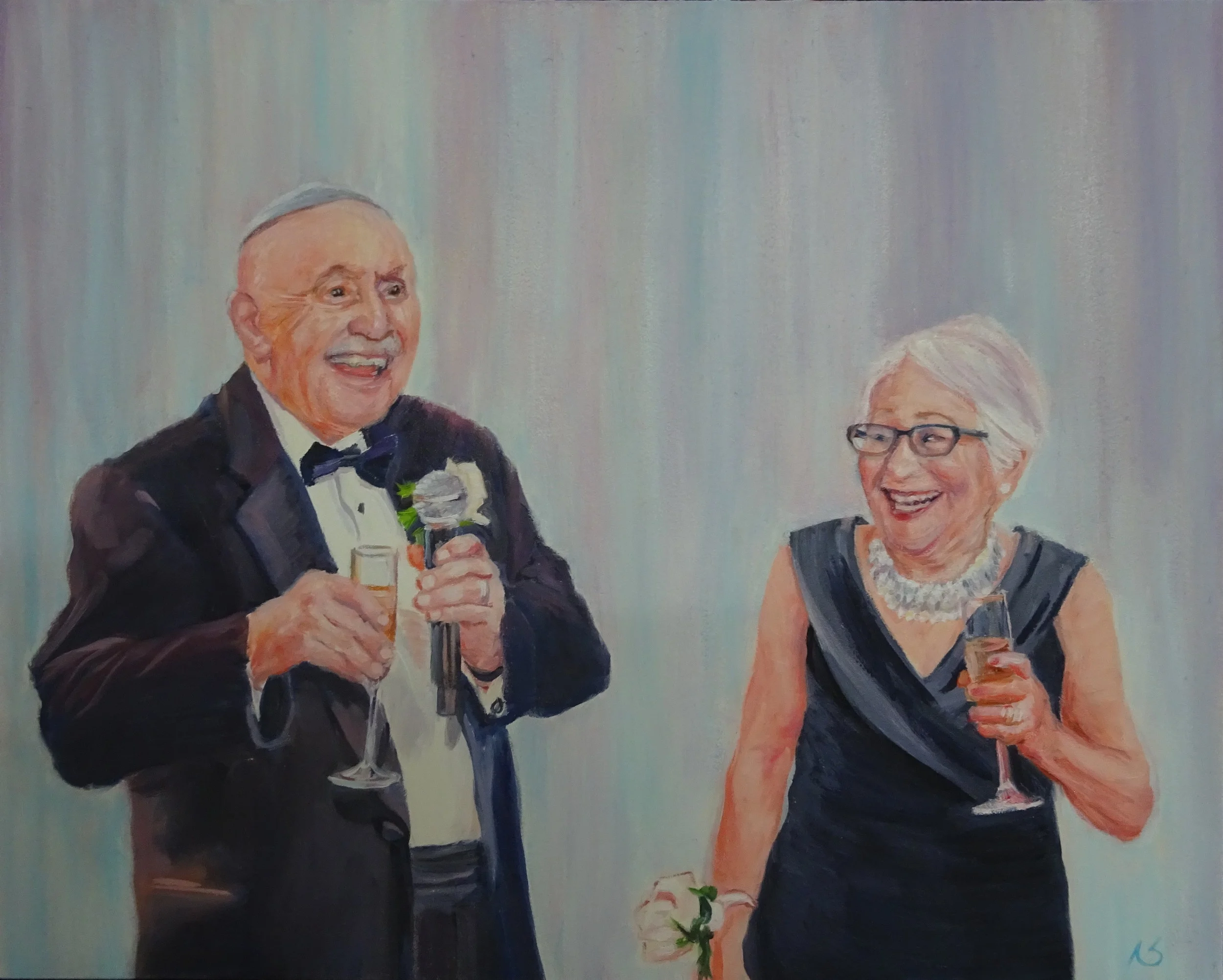 Portrait of Grandparents Toast