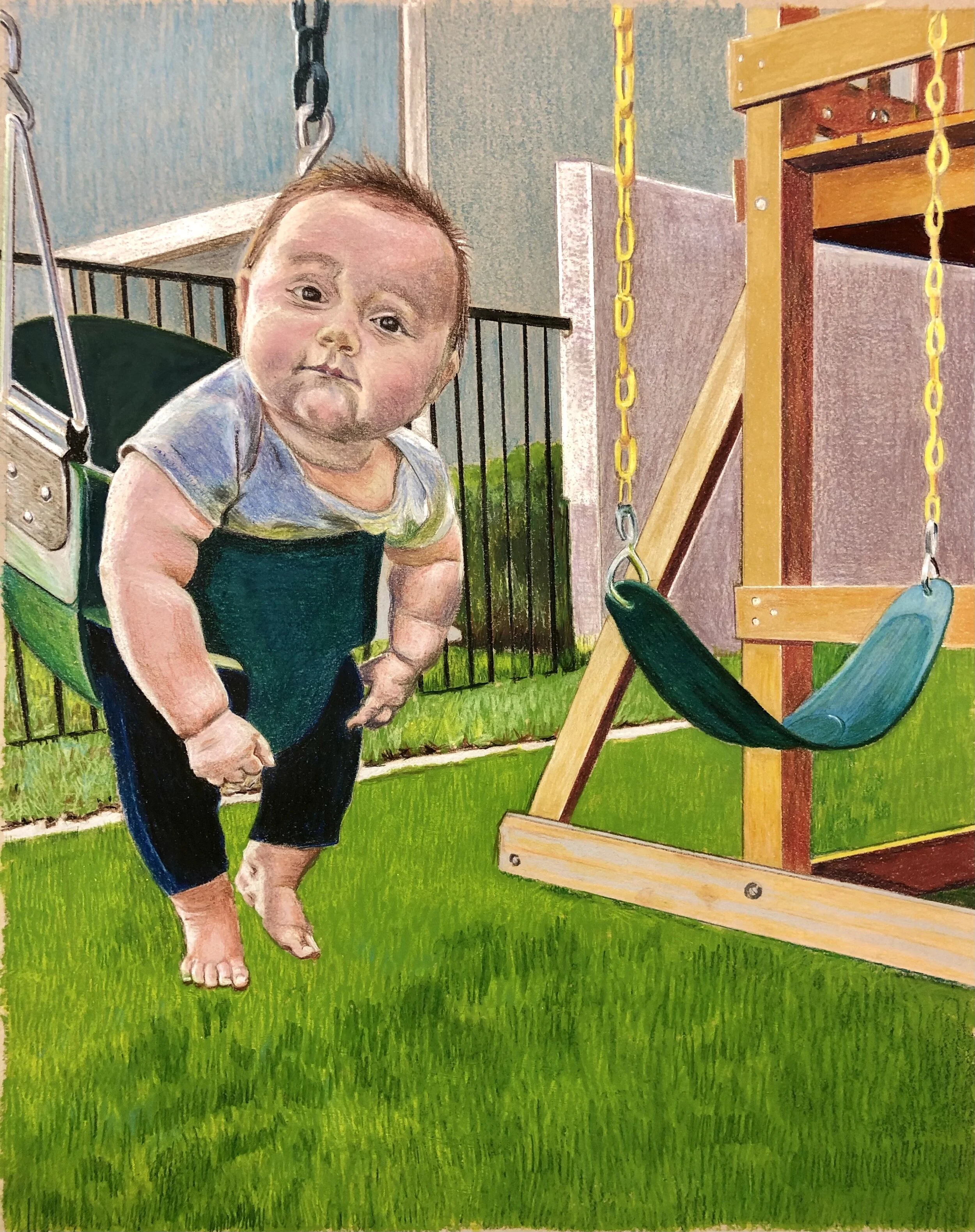 Dylan on his first swing!