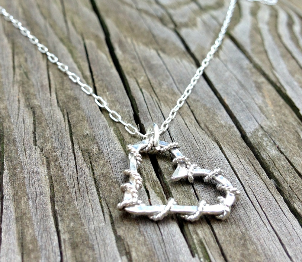 Hand Forged Sterling Silver Wrapped Heart Necklace — Humanility | It ...