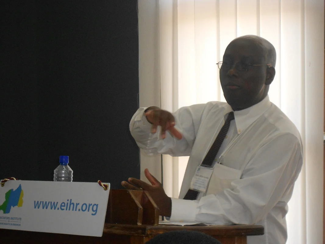 EIHR Kigali 2011-20-NYSUT member Professor Aimable Twagilimana of Buffalo State College led a session on how to teach the Literature about the 1994 Genocide.jpg