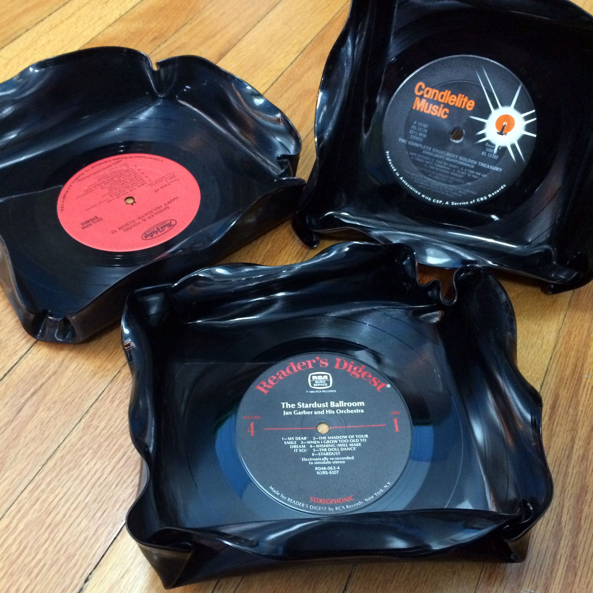 Square LP record catch-all decorative bowls.