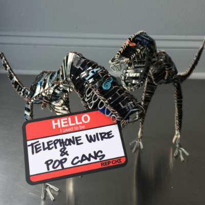 These unique dinosaurs (and other friends) handcrafted from discarded telephone wire and aluminum cans. Made in Kenya with Fair Trade principals.