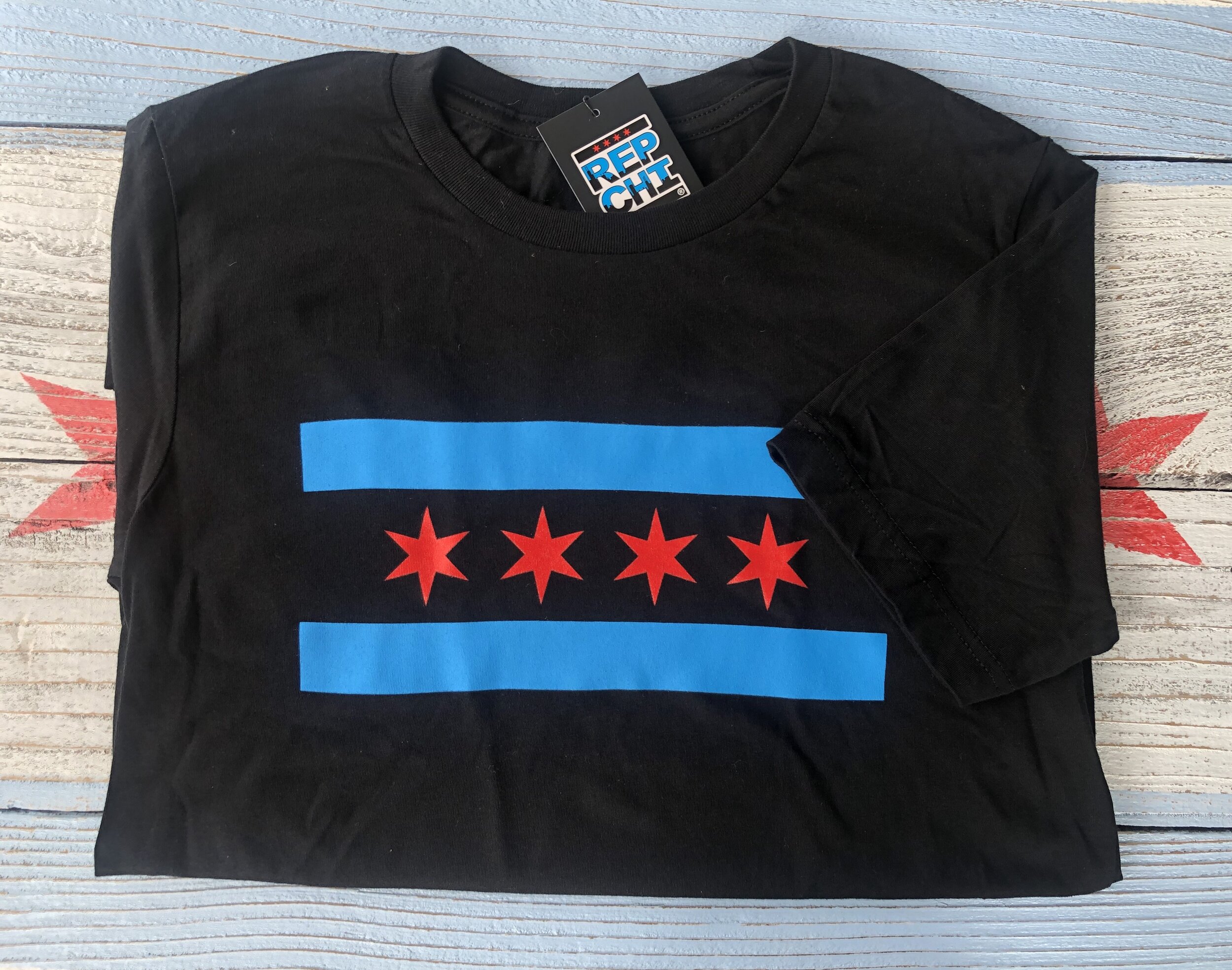 Black Chicago Flag Shirt — REP CHI