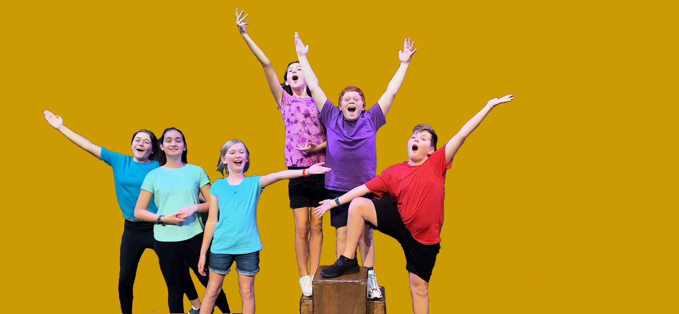 Kids posed as a family of opera singers