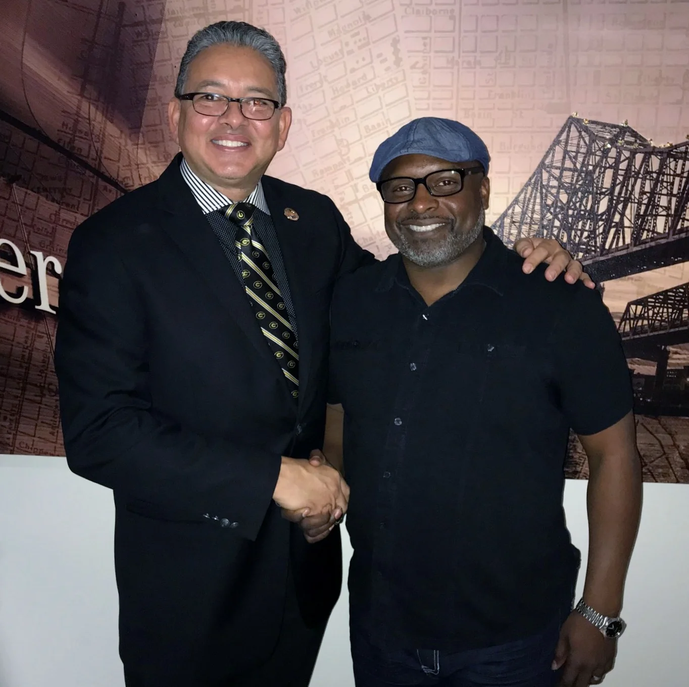 President Rick Gallo of Grambling State University with Pastor Theron Jackson